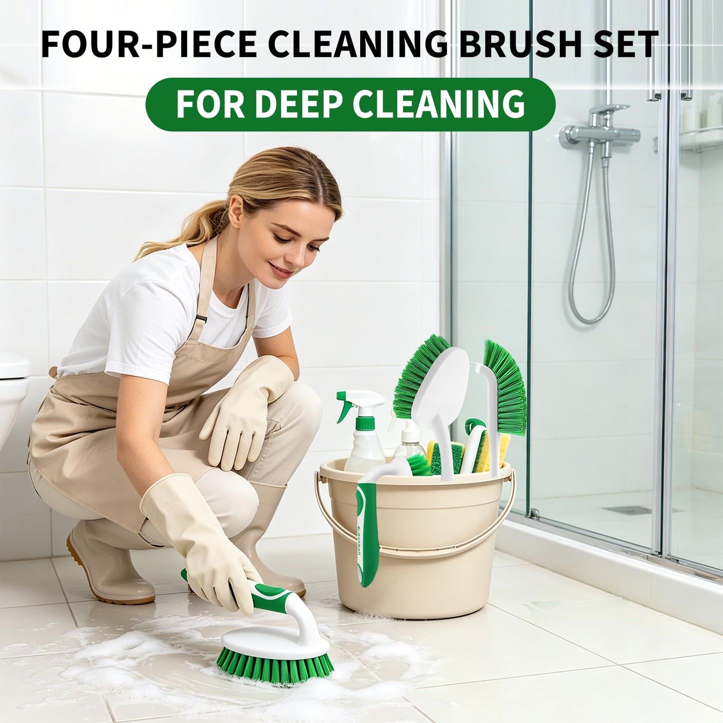 SetSail four-piece green scrub brush set – view 7