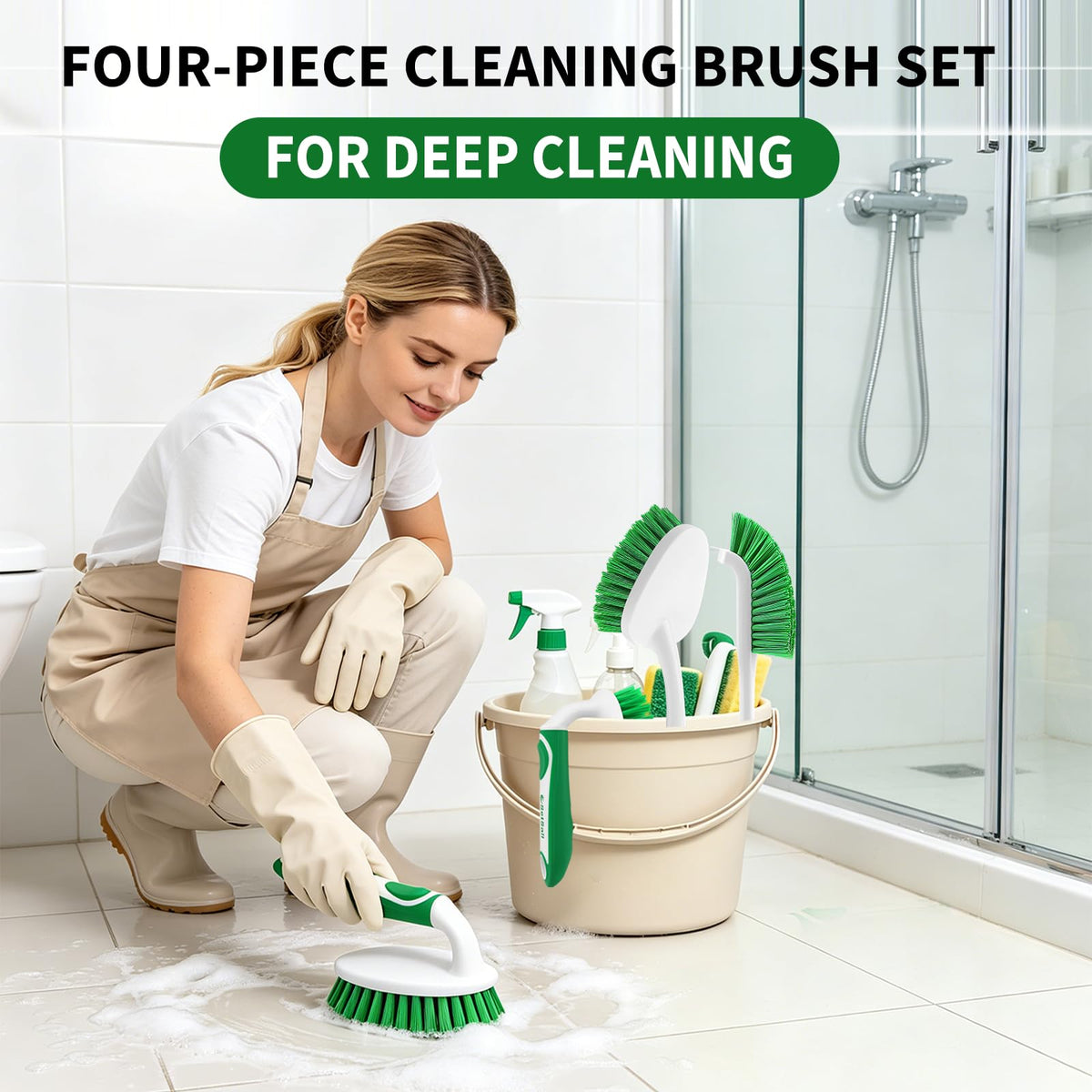 SetSail four-piece green scrub brush set – view 7