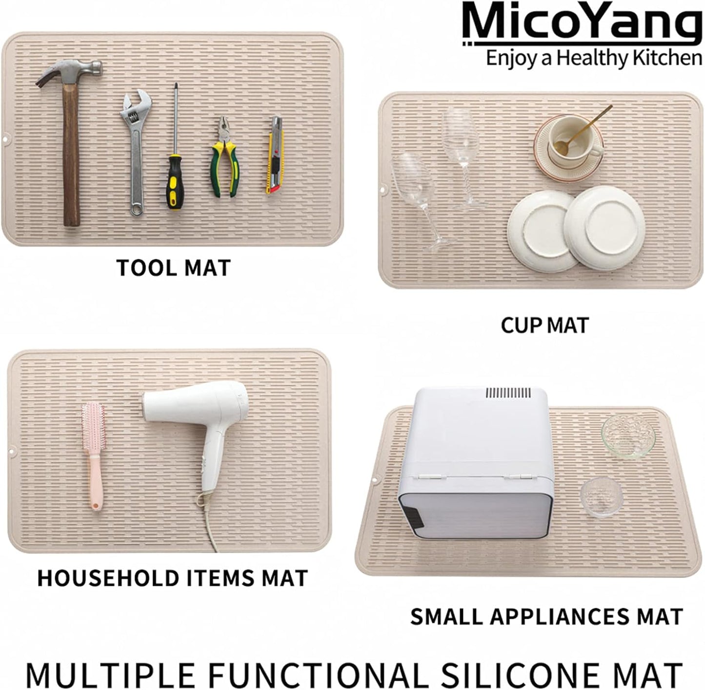 Silicone Dish Drying Mat for Multiple Usage,Easy clean,Eco-friendly,Heat-resistant Silicone Mat for