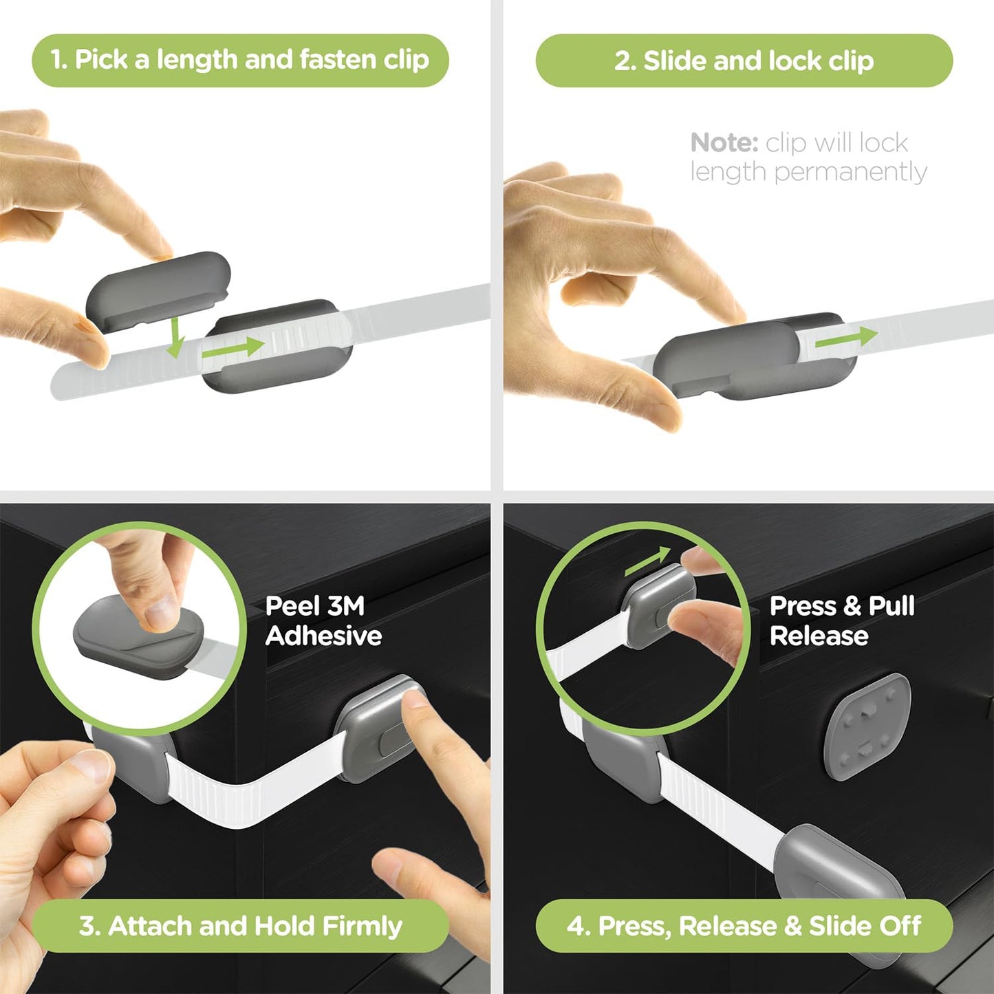 Baby Proofing Child Safety Locks (2 Pack) by Skyla Homes - The Safest, Quickest and Easiest 3M