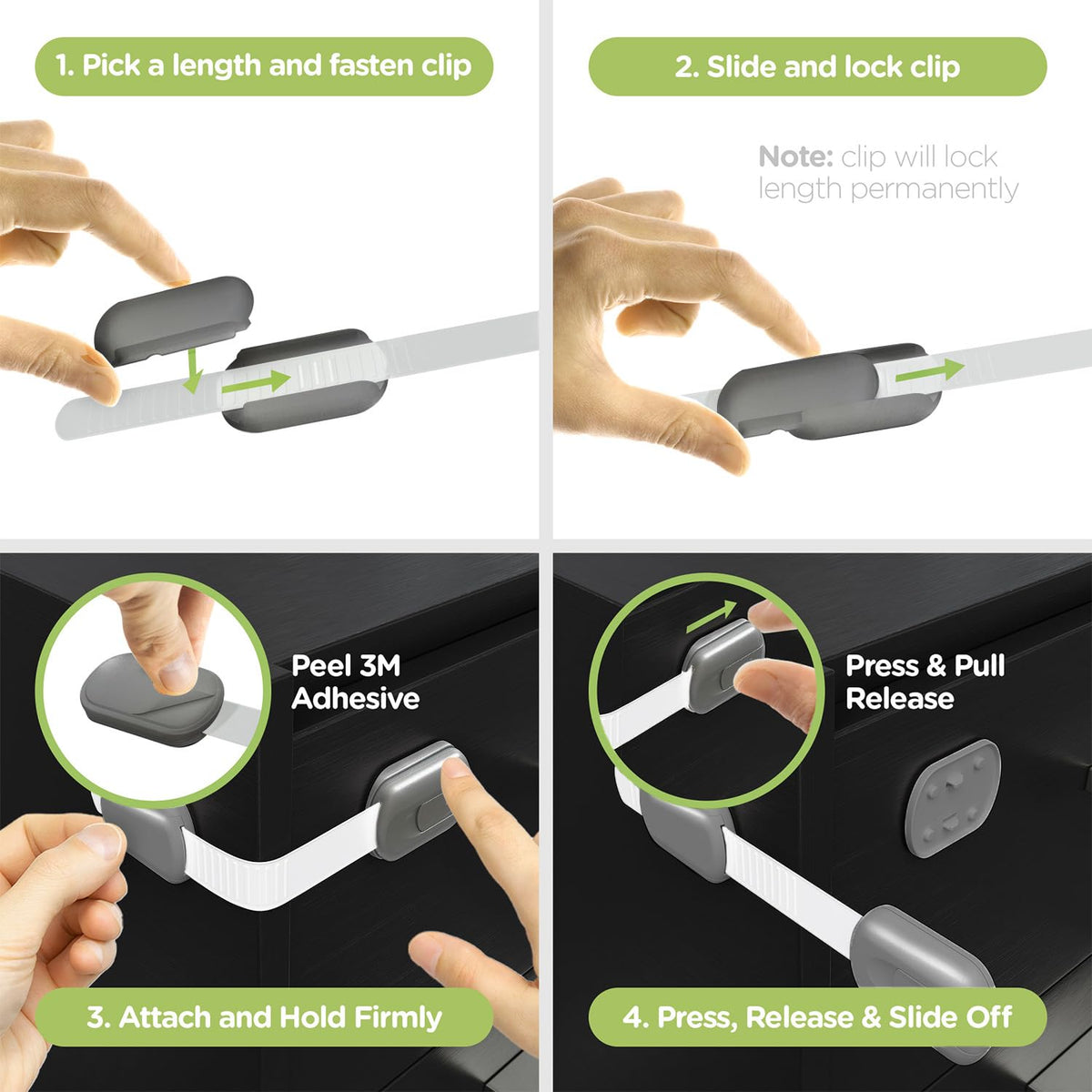 Baby Proofing Child Safety Locks (2 Pack) by Skyla Homes - The Safest, Quickest and Easiest 3M