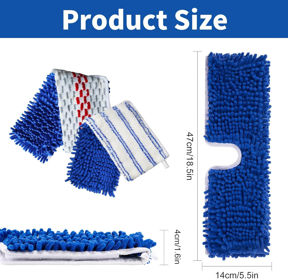 4 Pack Mop Heads Replacements Compatible with O-cedar Dual-Action Flip Mop, Chenille + Microfiber