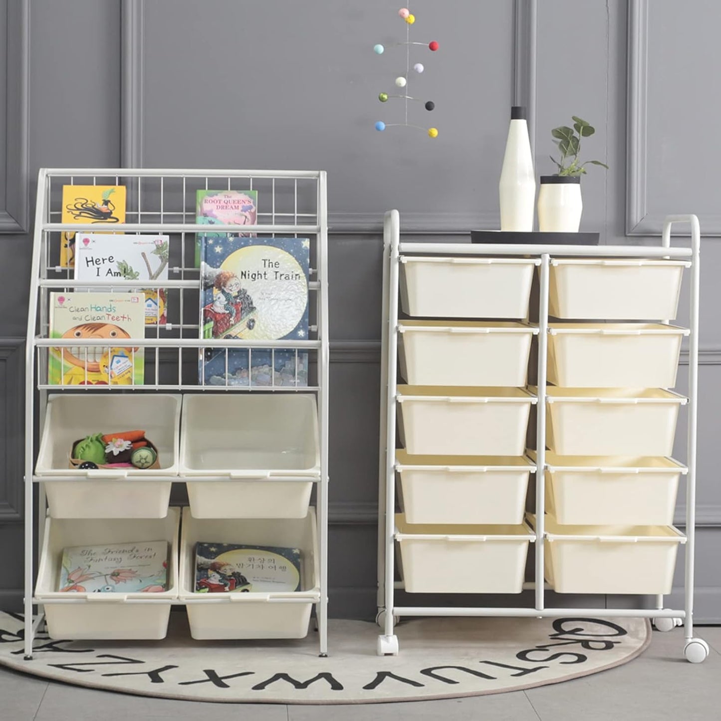 Rolling Cart with 10 Drawers, Plastic Drawer Cart with Metal Frame, Multipurpose Art Craft Cart