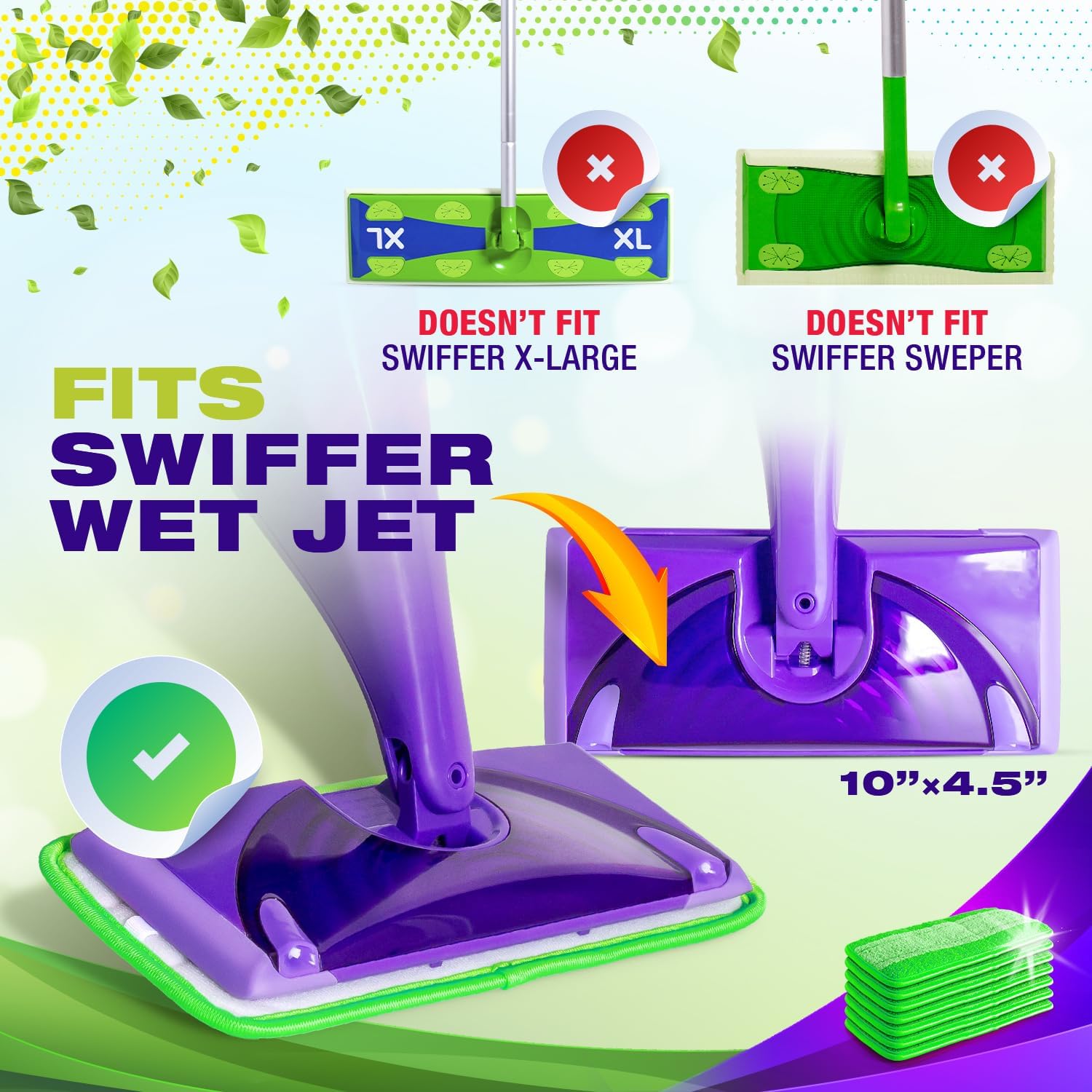 VanDuck Reusable Mop Pads Compatible with Swiffer WetJet (4 Pack) - Microfiber Mop Refill for Wet
