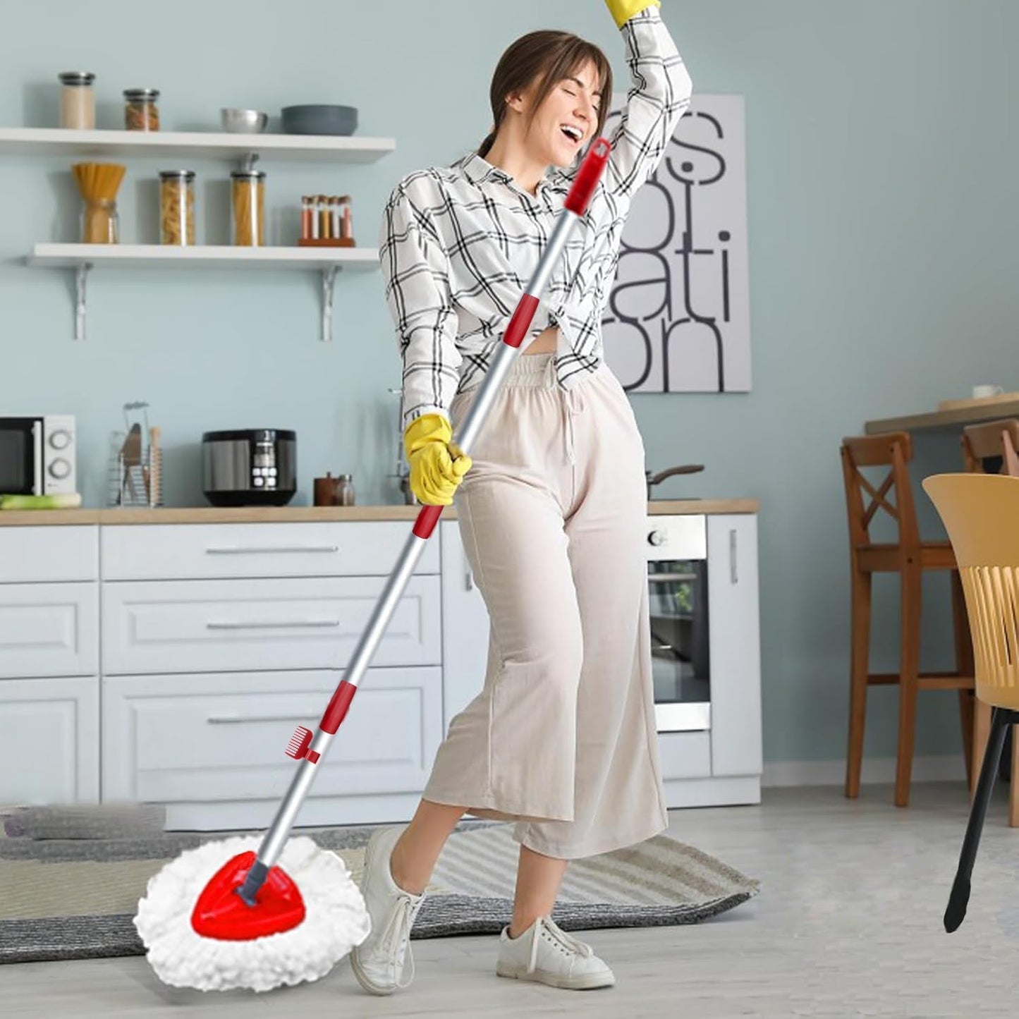 4 Pack Spin Mop Replacement Head Compatible with O Cedar EasyWring 1 Tank Microfiber, 30-58"