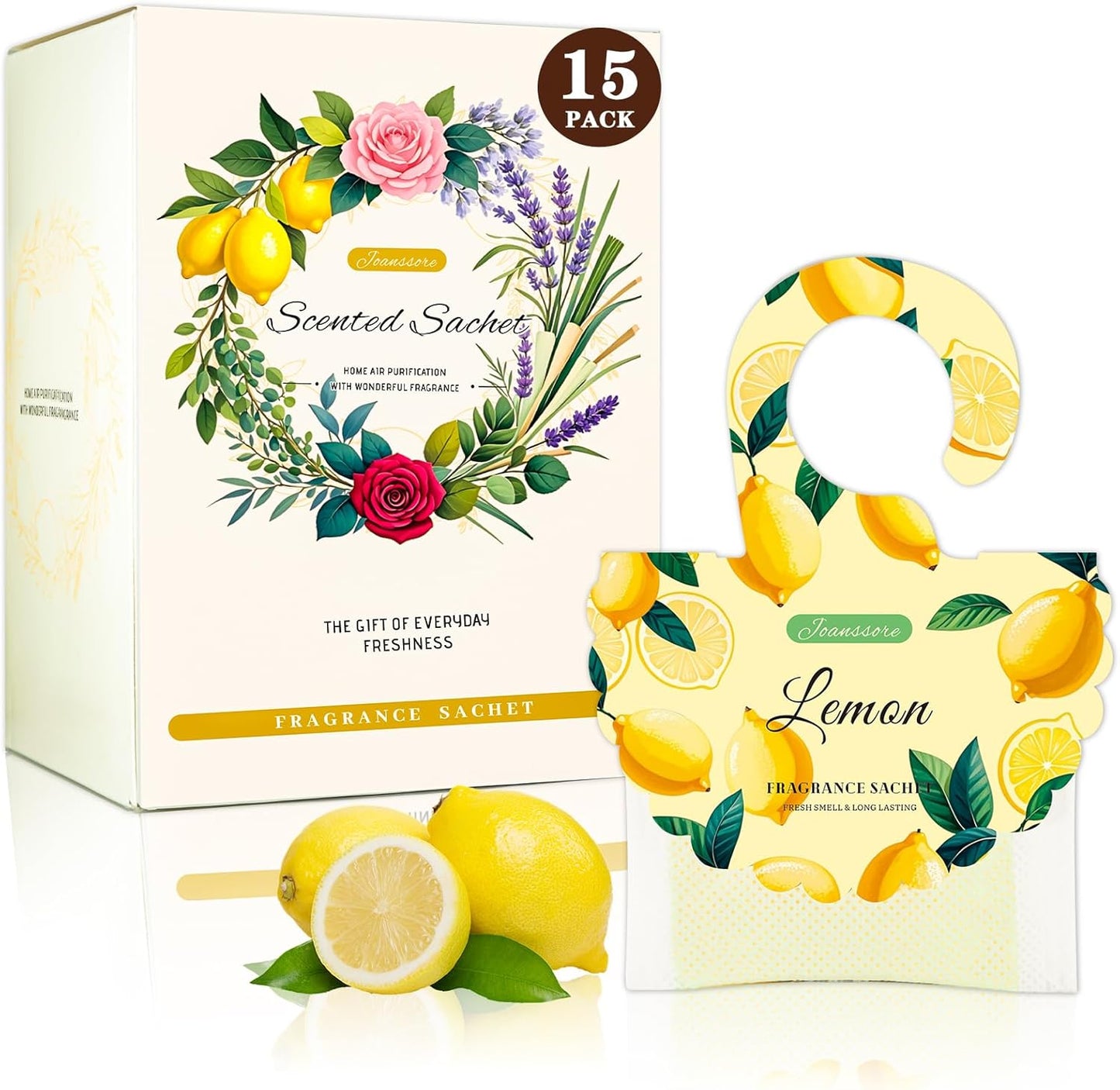 15 Packs Lemon Scented Sachets Bag for Drawers and Closets, Air Freshener for Home Fragrance