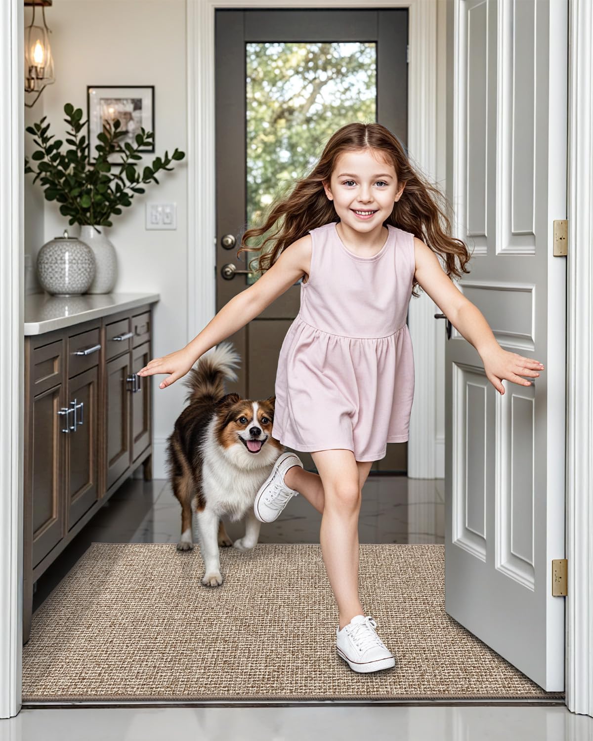 LUMI Indoor Door Mat 24"x36", Ultra Thin Low Profile Non-Slip Doormat for Home Entrance, Absorbent