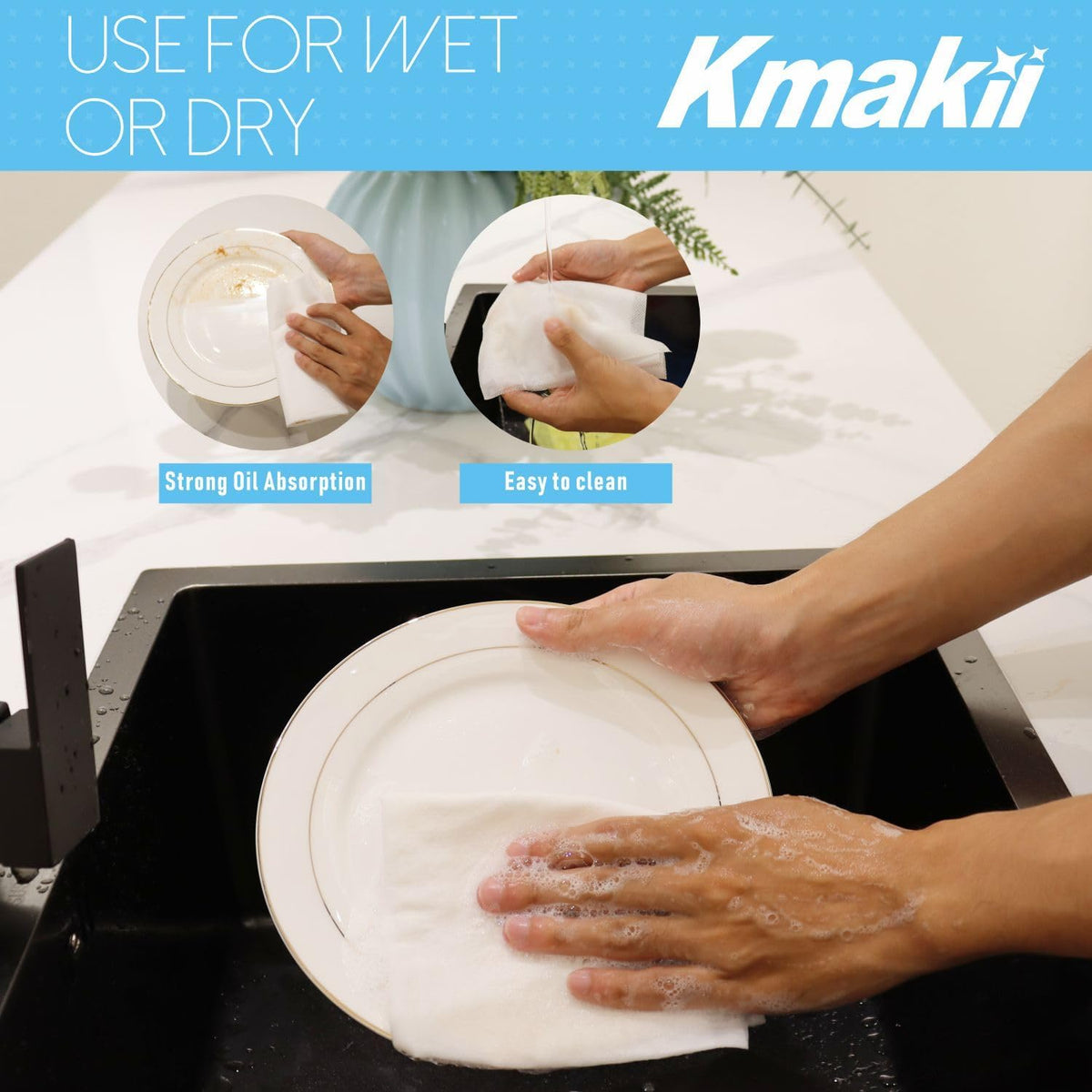 KMAKII Handi Wipe Reusable Cloths - Multi-Purpose Disposable Dish Cloths and Towels, Ultra
