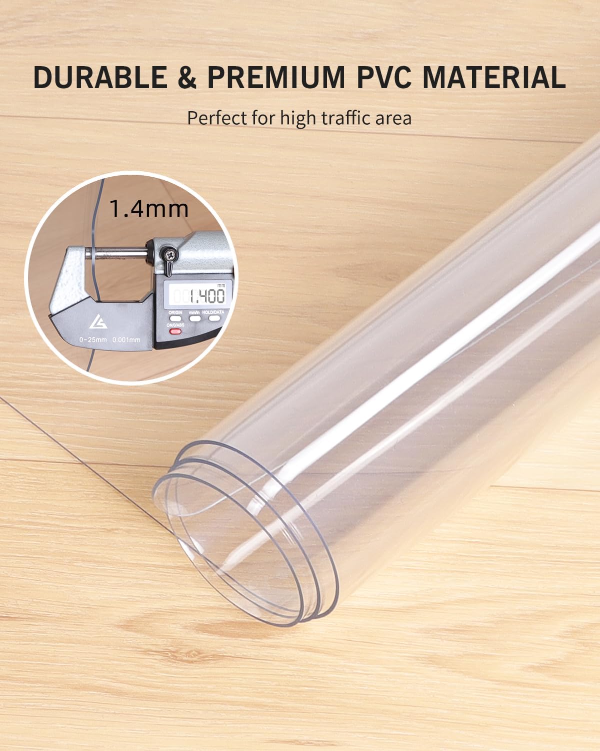Area Mat for Hard Floor, 3'×5' Transparent PVC Area Rug for Home, Waterproof Durable Floor