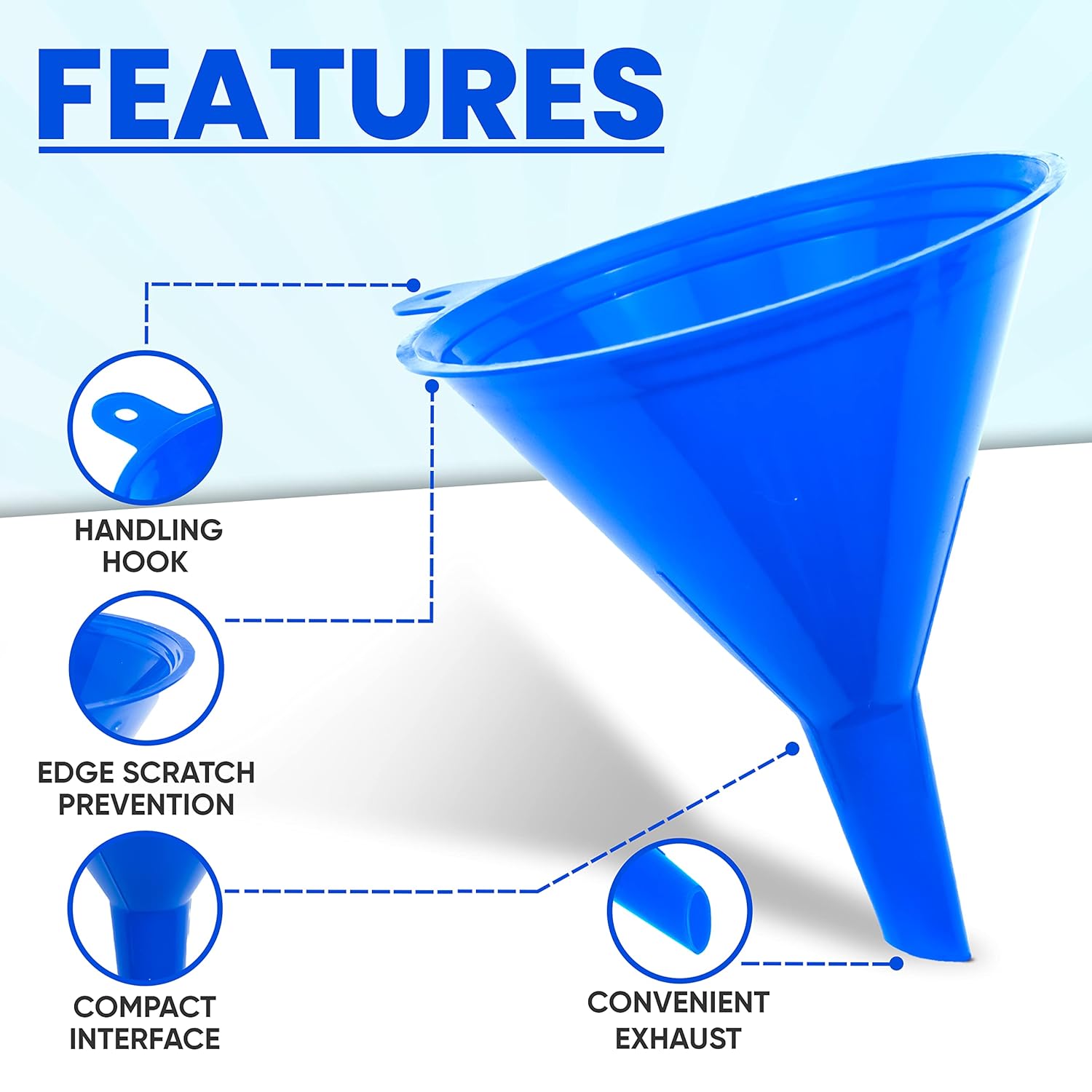 Funnel 4-Pack Funnels for Kitchen Use Filling Bottles - Food-Grade Plastic, Funnels for Automotive
