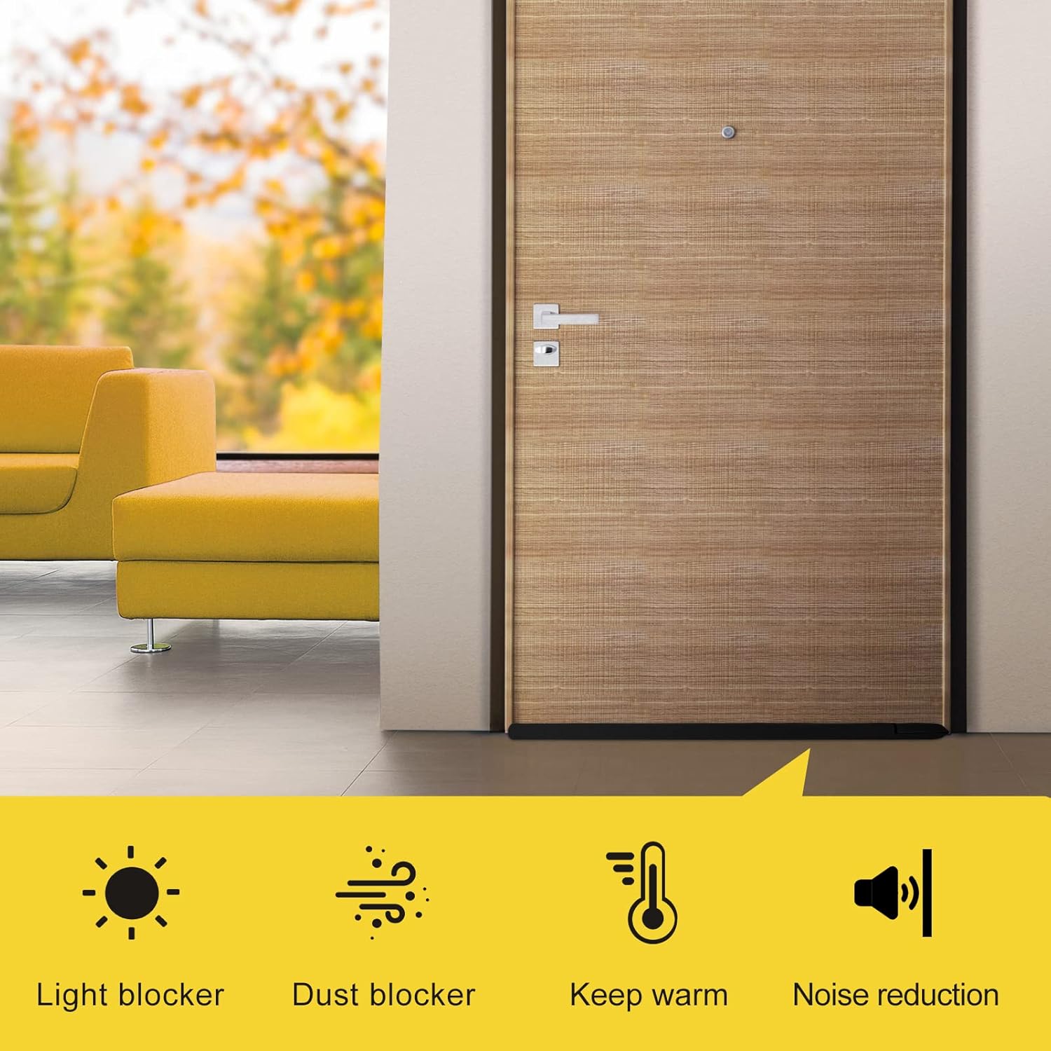 fowong Door Draft Stopper 30" to 36" Soundproofing Under Door Draft Blocker, Adjustable Noise