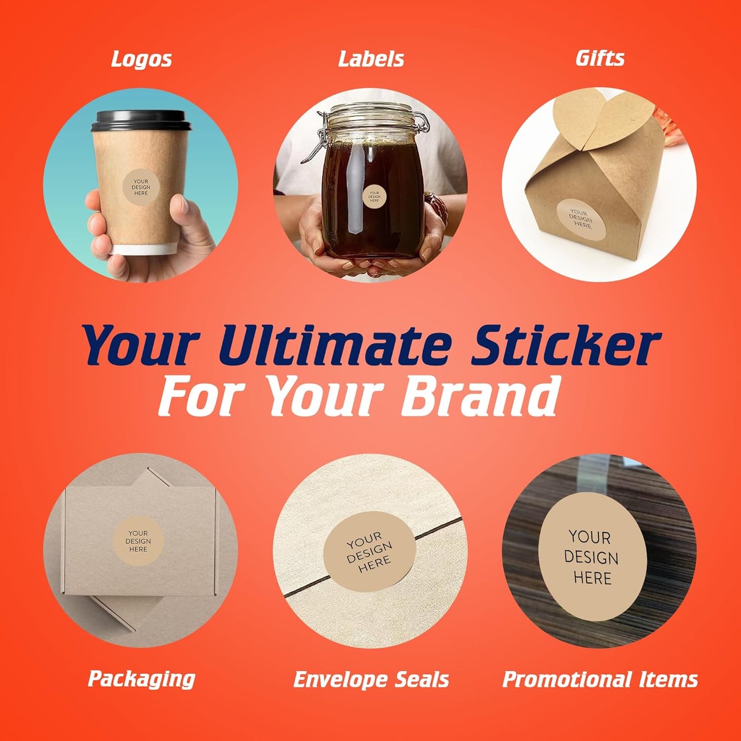 100 Custom Vinyl Stickers - Upload Your own Image, Text, Design, Logo - Personalized Logo Labels