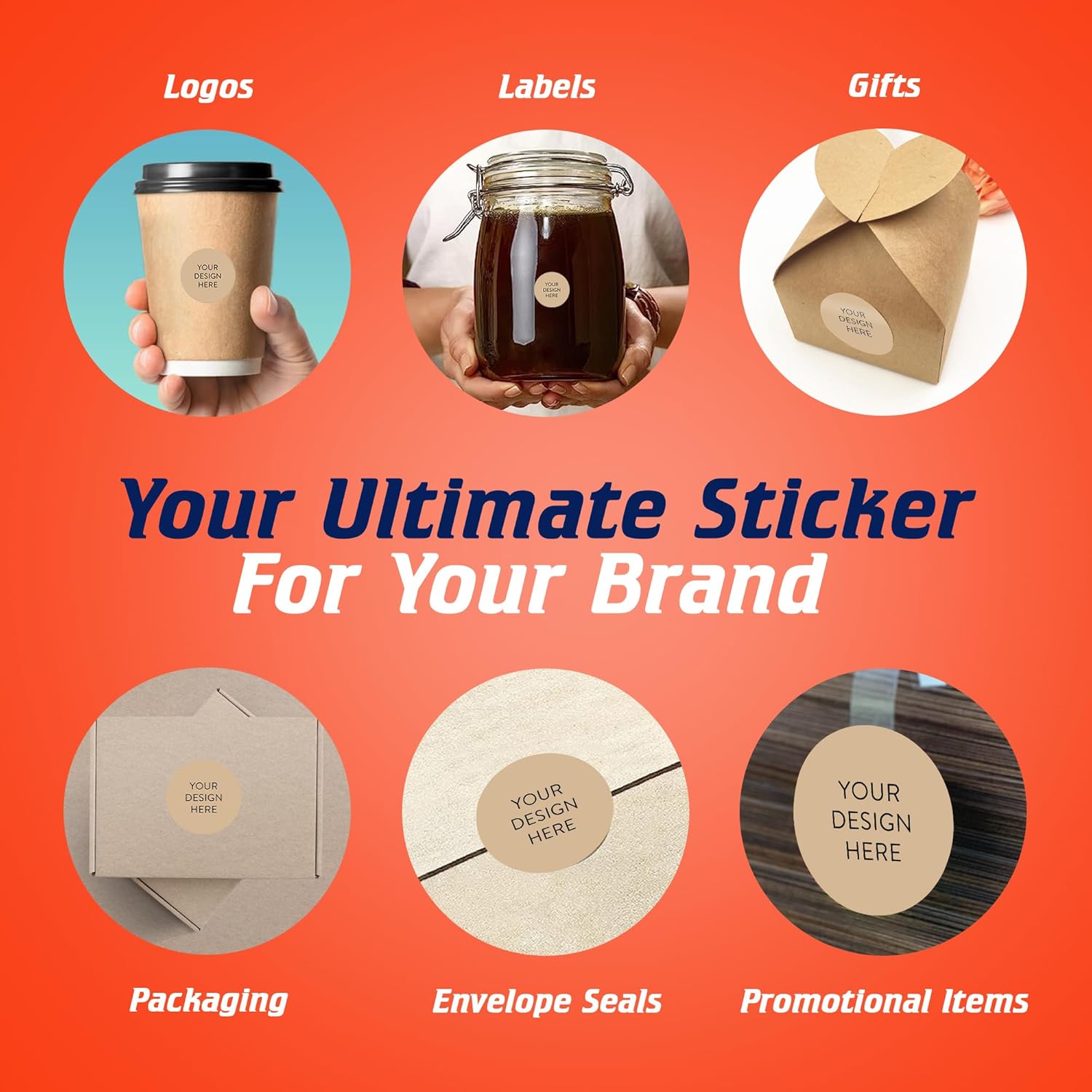 100 Custom Vinyl Stickers - Upload Your own Image, Text, Design, Logo - Personalized Logo Labels