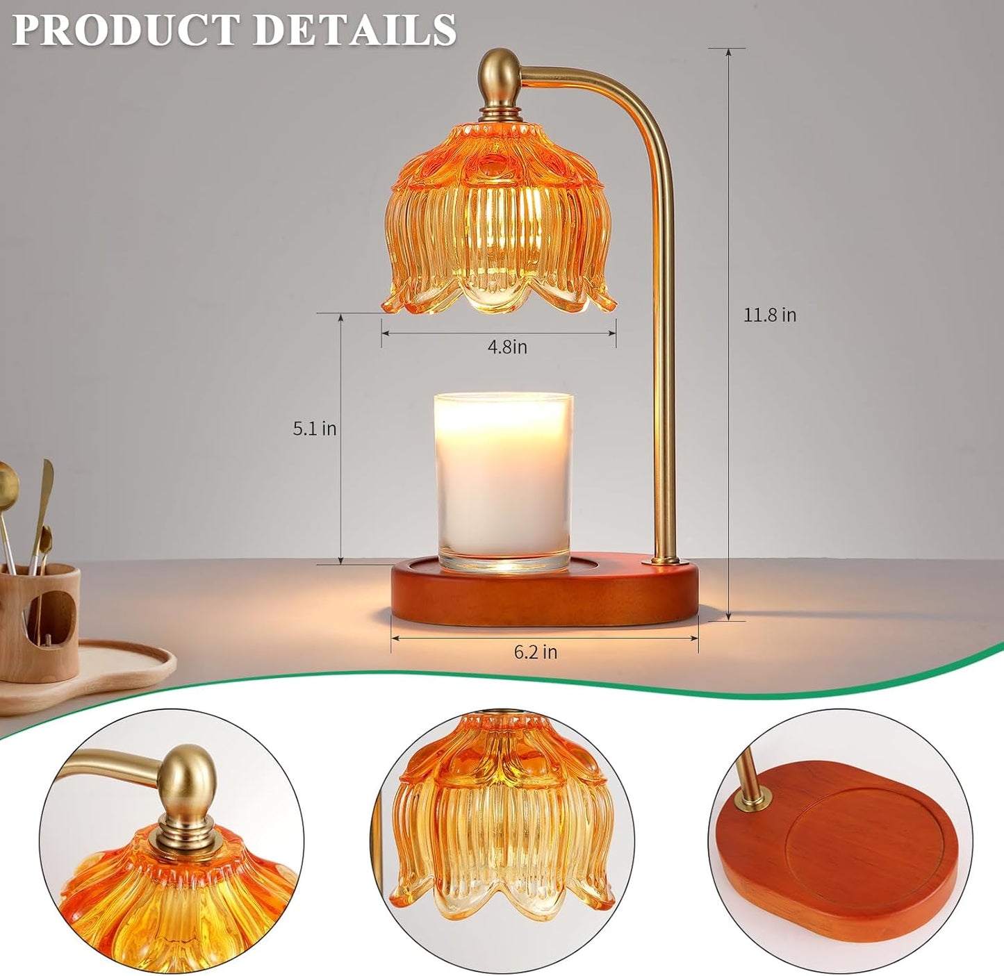 Candle Warmer Lamp with Timer and Dimmer,Electric Amber Light Gifts for Women Melt Wax Warmer Lamp