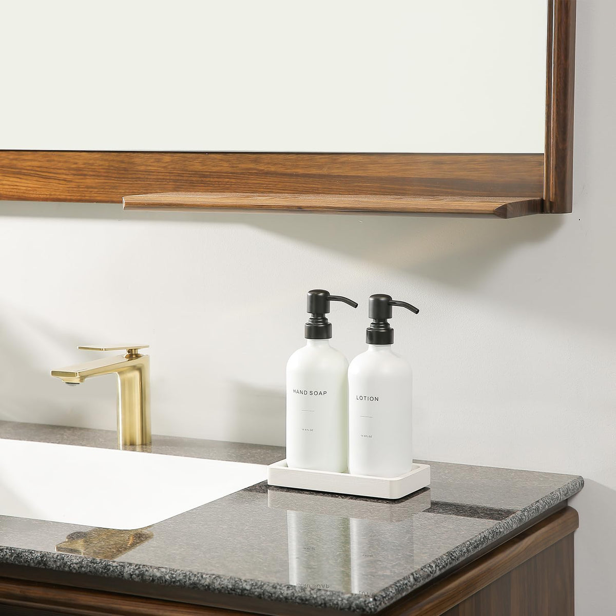 White Soap Dispenser Set, Contains Hand and Lotion Dispenser with Pump. Perfect for Guest Bathroom