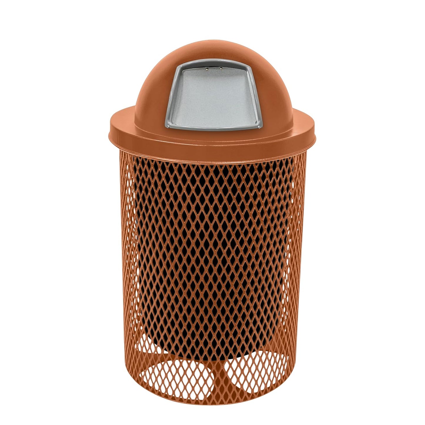 COATEDOUTDOORFURNITURE 32-Gallon Heavy-Duty Expanded Metal Round Trash Receptacle, Commercial