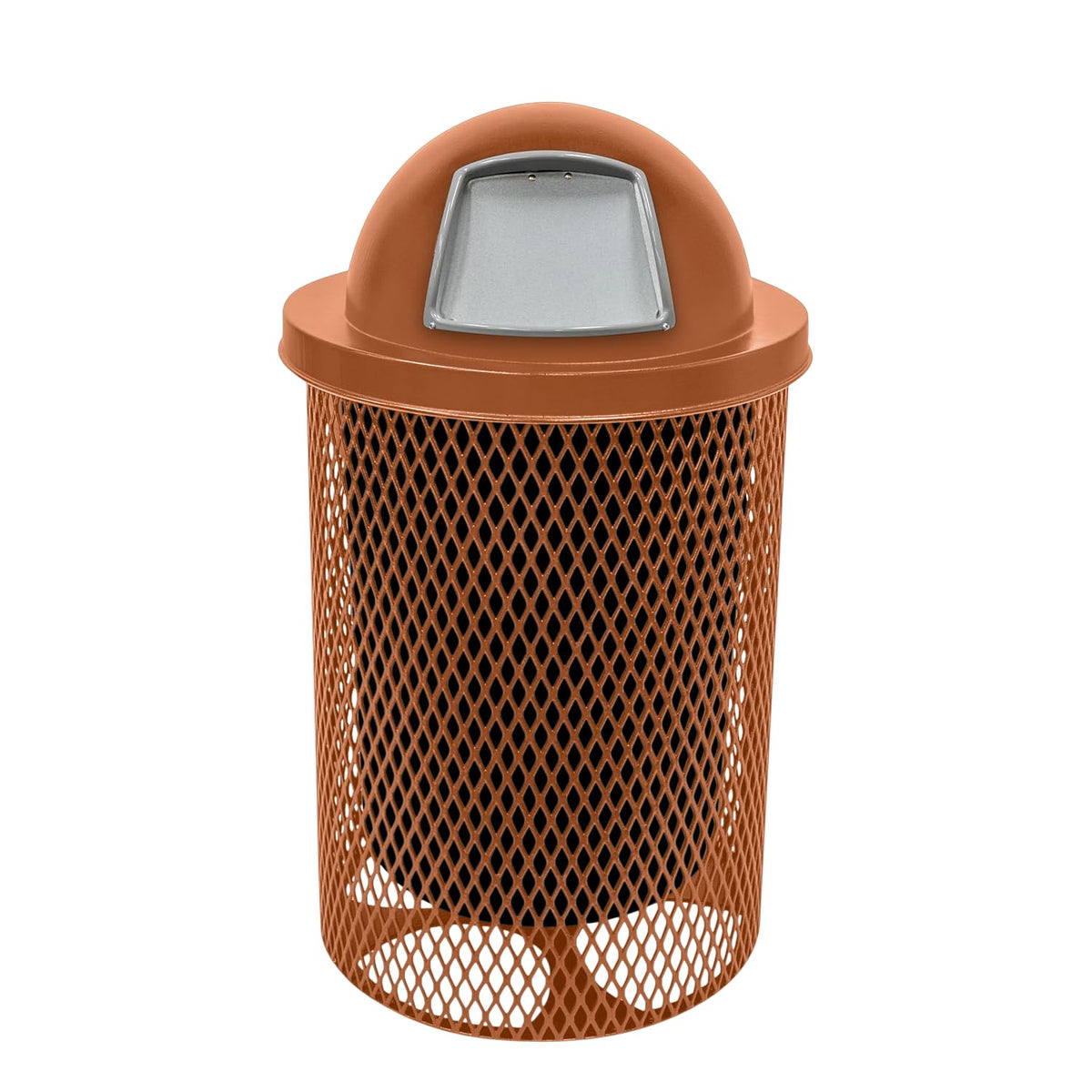 COATEDOUTDOORFURNITURE 32-Gallon Heavy-Duty Expanded Metal Round Trash Receptacle, Commercial
