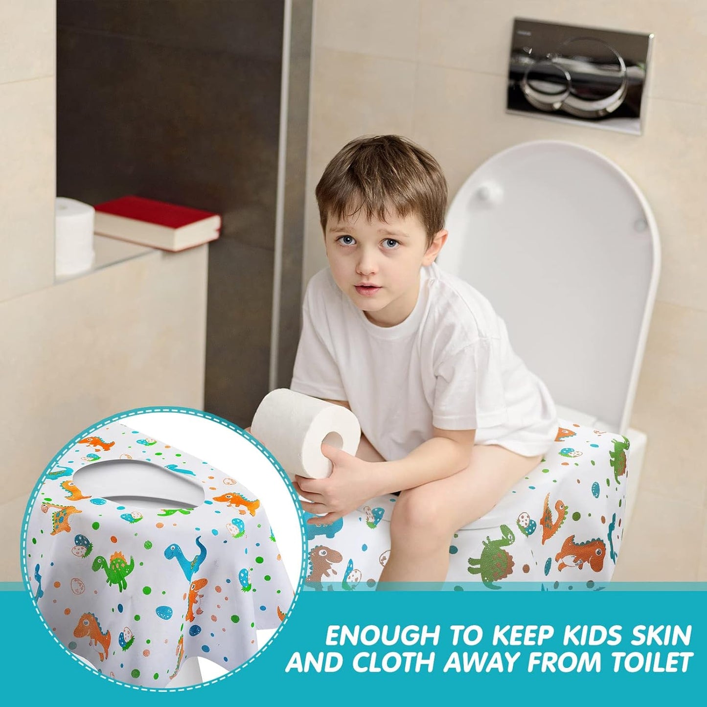 50 Packs Disposable Toilet Seat Covers Extra Large Individually Wrapped for Kids and Adults