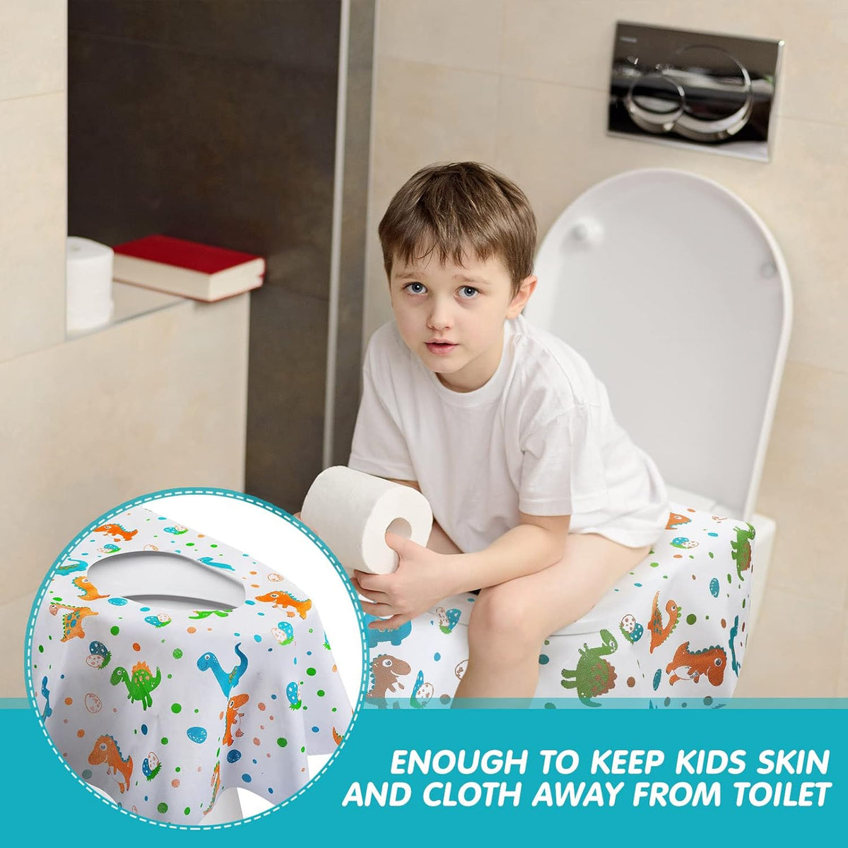 50 Packs Disposable Toilet Seat Covers Extra Large Individually Wrapped for Kids and Adults