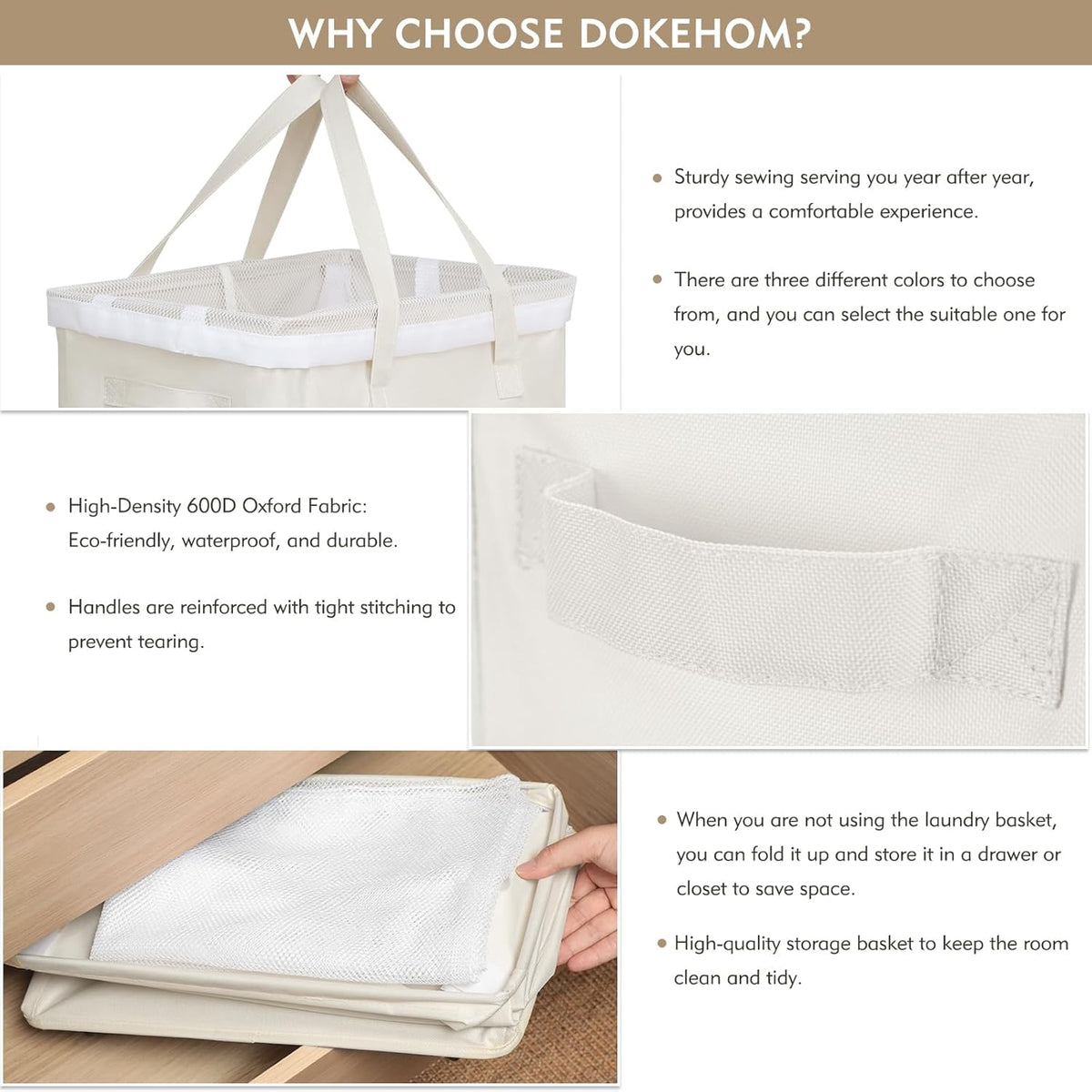 DOKEHOM 90L X-Large Laundry Basket with Removable Wash Bag on Wheels, Collapsible Rolling Laundry