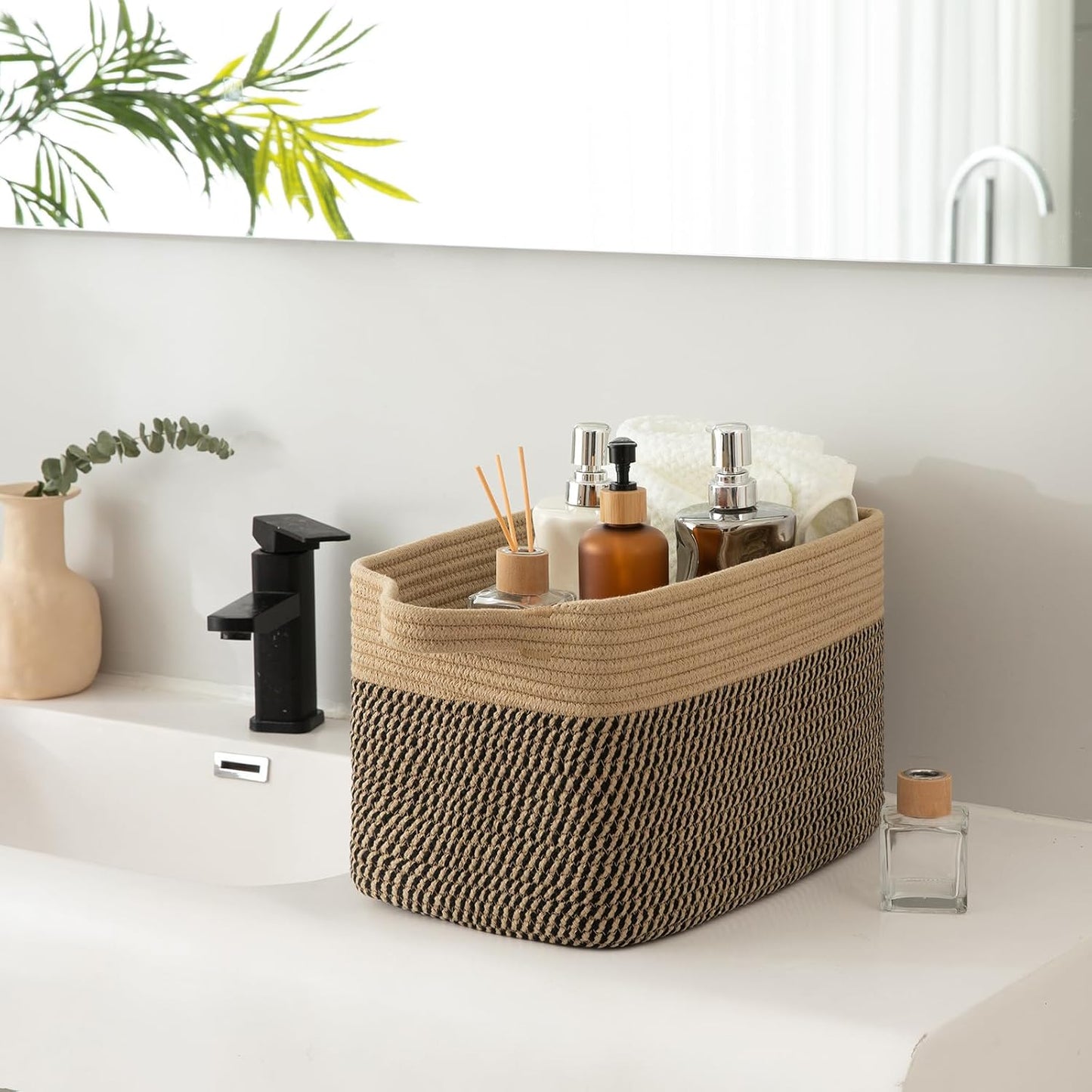 OIAHOMY 3 Pack Storage Basket for Organizing, 13''X9.85''X8.7'' Storage Bins,Woven Basket Basket