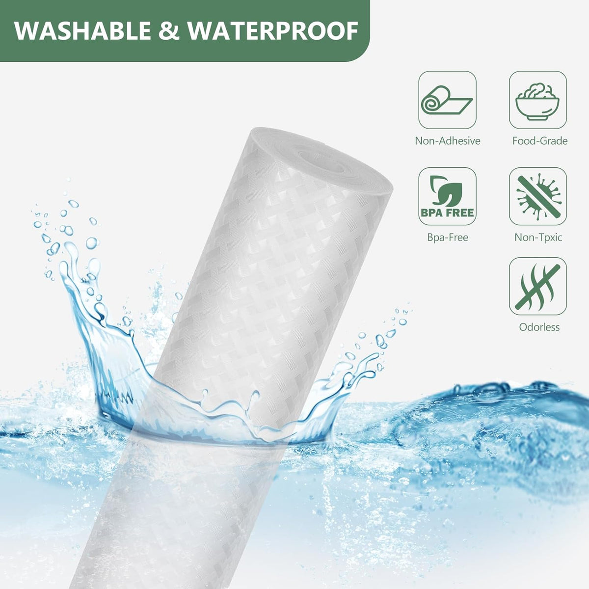 Shelf Liners, Non-Adhesive Drawer Liner, Waterproof & Oil-Proof Kitchen Cabinet Cupboard Liner
