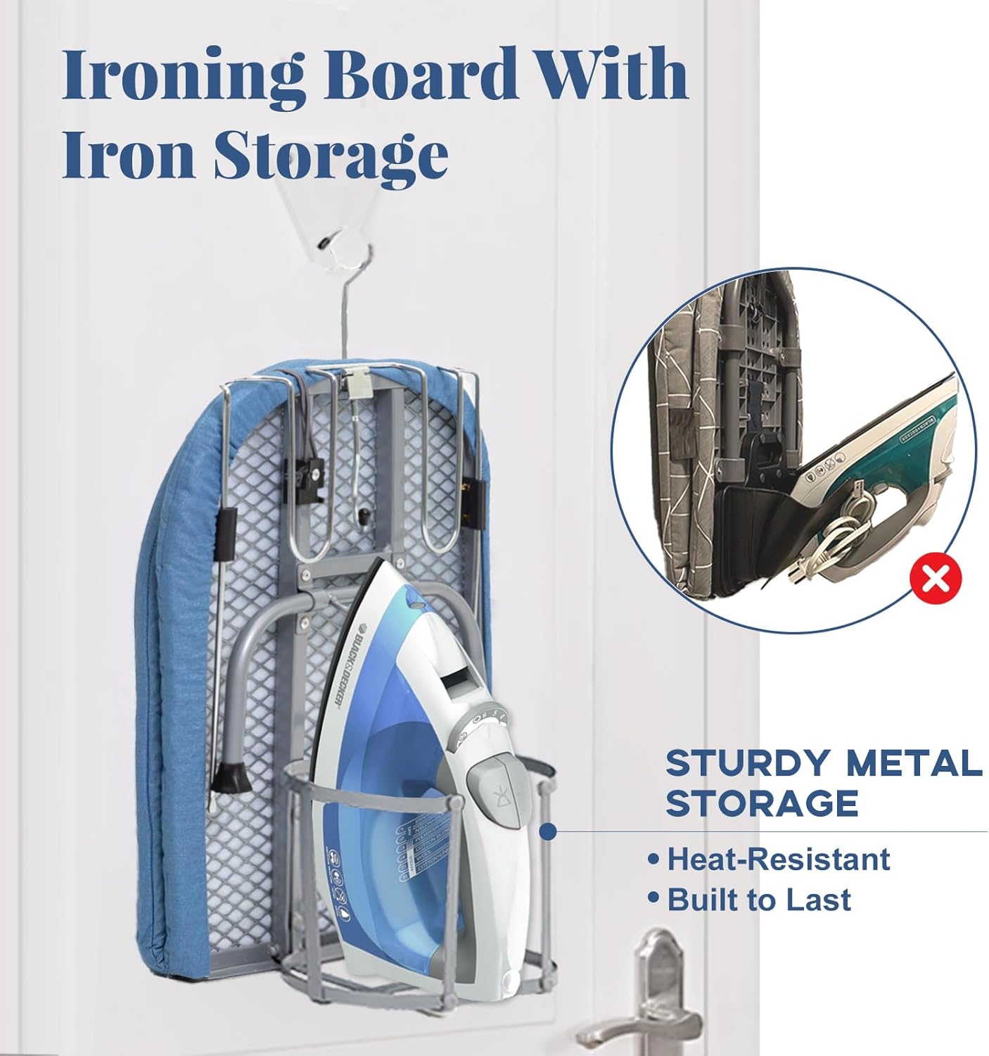 Metal Foldable Iron Board with Iron Holder, RAINHOL Small Ironing Board Tabletop with Heat