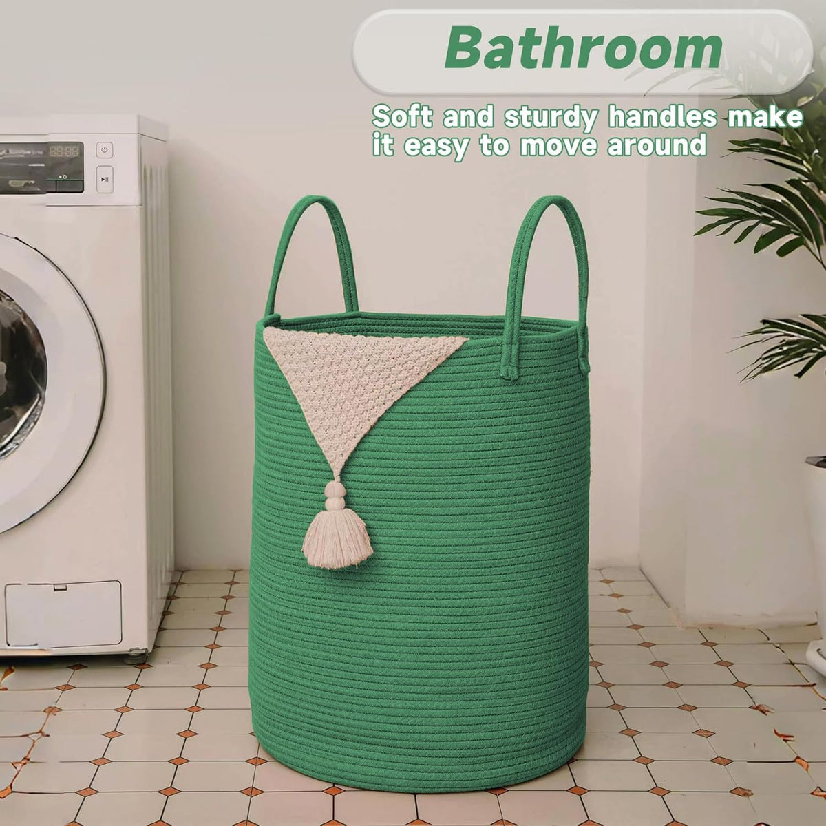 Large Woven Laundry Basket Hamper,100L Cotton Rope Storage Bin for Blankets,Toys and