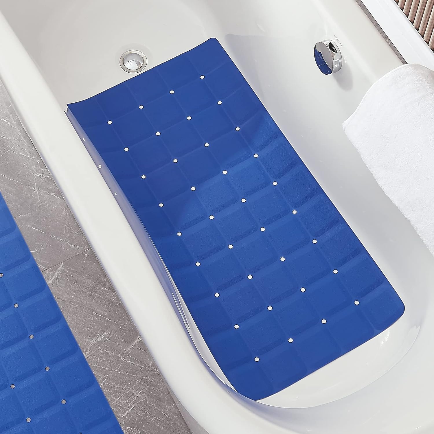 Foldable Silicone Bathtub Mat: Jumbo Size Heavy Duty Safety Bath Mat for Tub Without Suction Cups