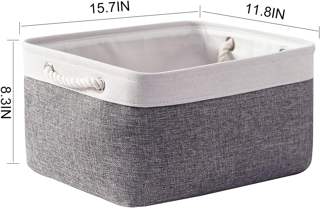 TheWarmHome Storage Basket for Organizing - 15.7x11.8x8.2 inch Large 3 Pack Collapsible Storage