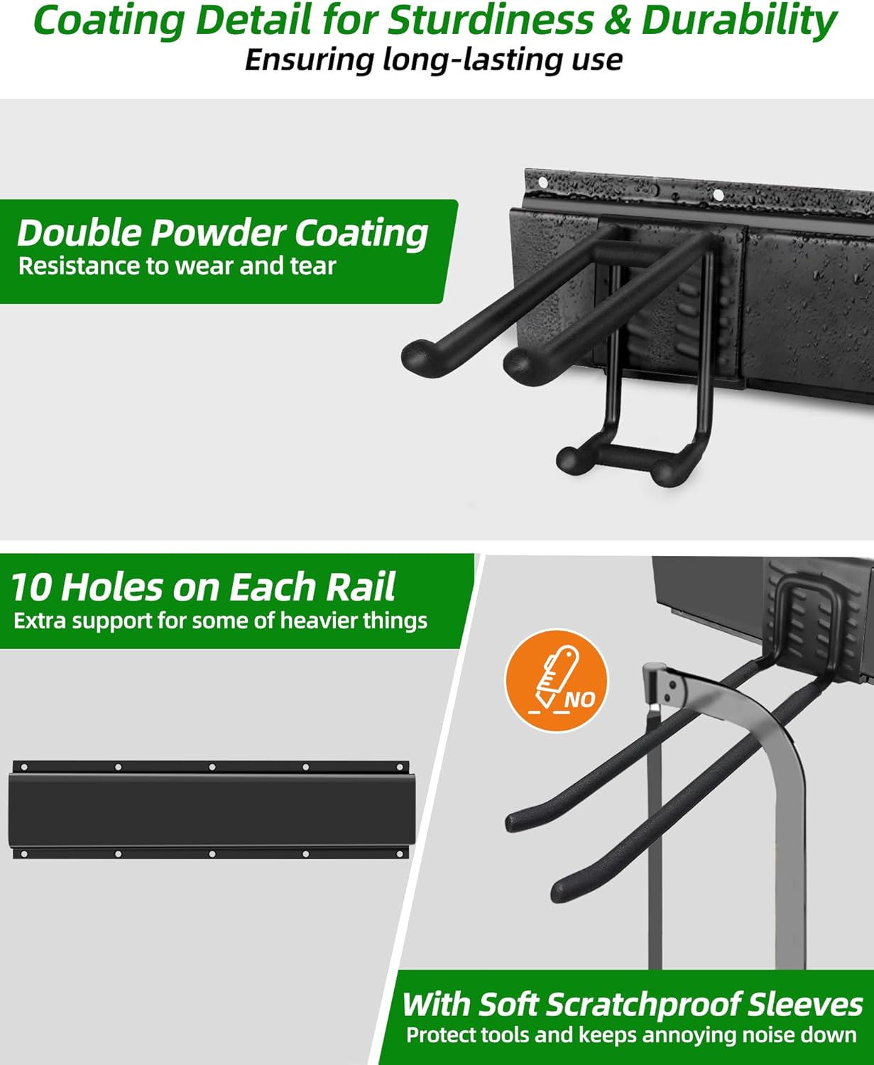 64 inches Garage Tool Organizer Wall Mount, Heavy Duty Garden Tool Organizer Rack, Hanging Storage