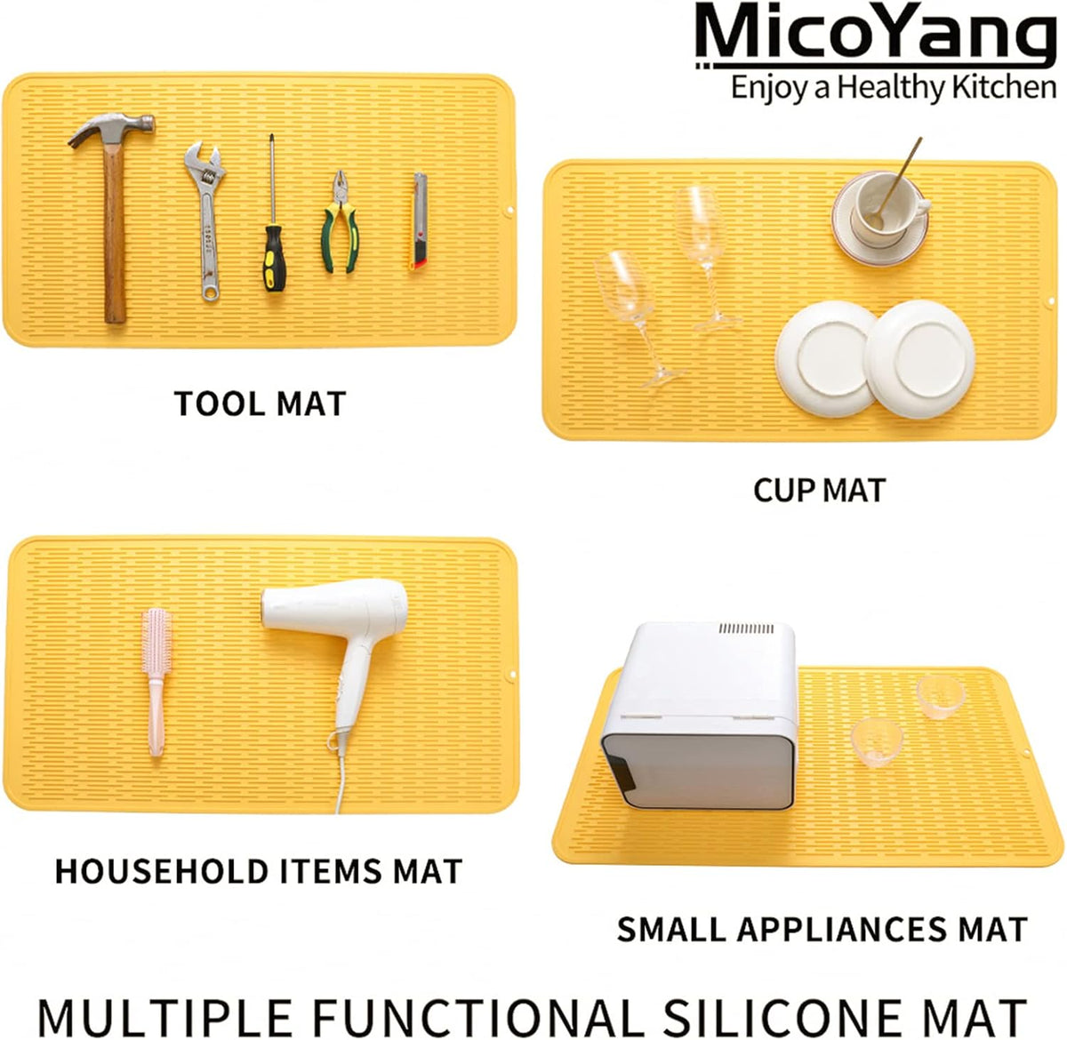 Silicone Dish Drying Mat for Multiple Usage,Easy clean,Eco-friendly,Heat-resistant Silicone Mat for