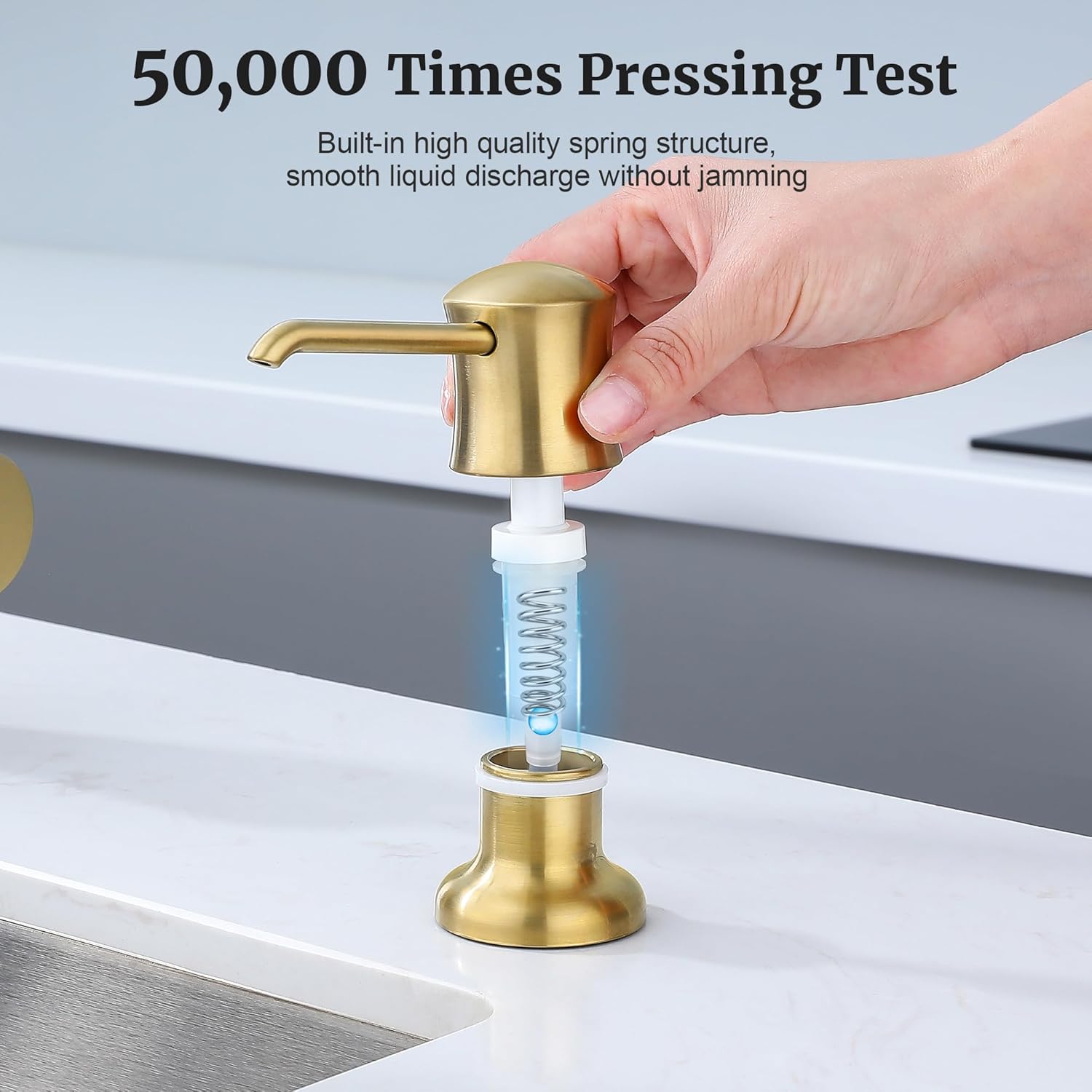 Sink Soap Dispenser for Kitchen Sink Brushed Gold Upgrade with 40" Silicone Extension Tube Kit