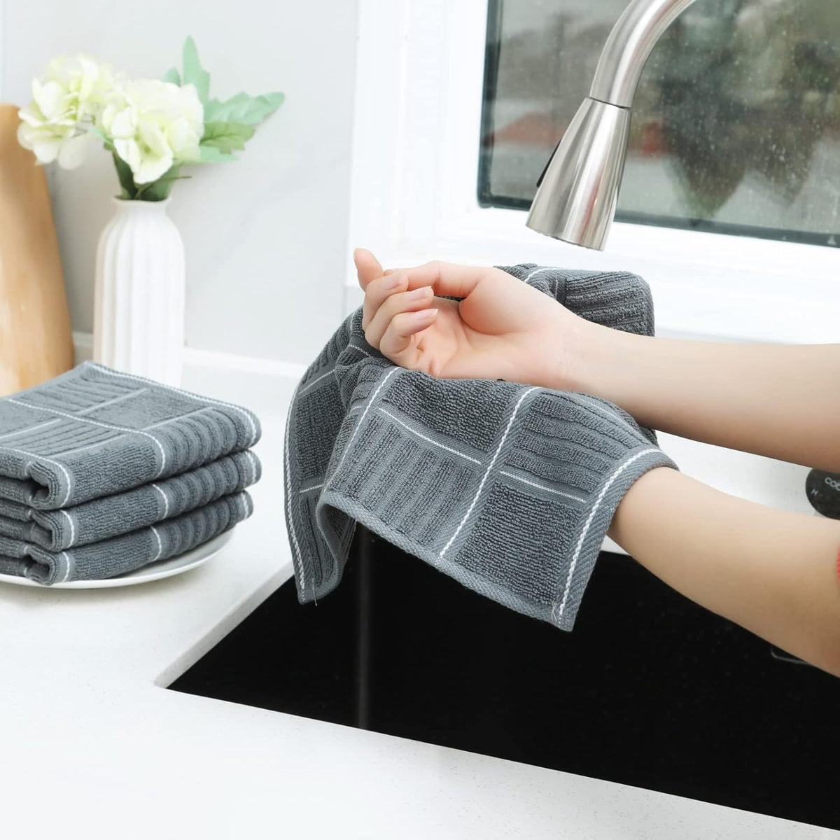 Glynniss Kitchen Towels and Dishcloths Set, Dish Towels and Dish Rags for Washing Dishes, for