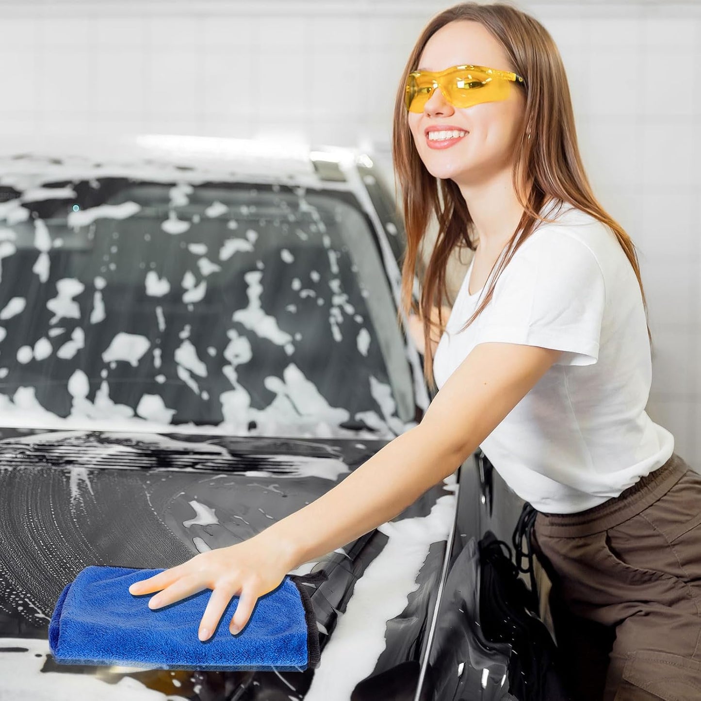 Tallew 60 Pcs Microfiber Towels 16 Inch x 16 Inch Microfiber Cloth Car Drying Towels for Cars