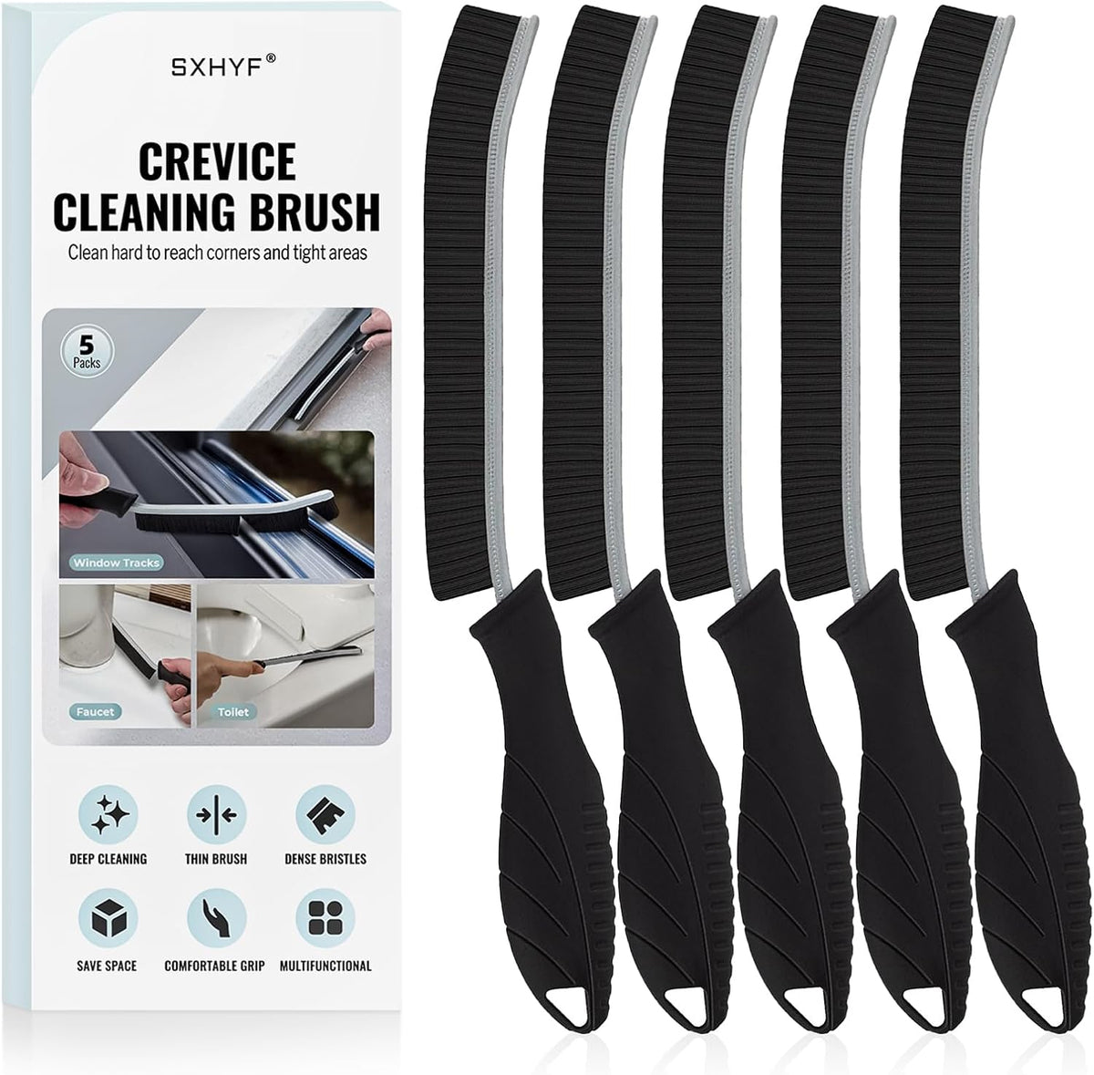 SXhyf Cleaning Brush - Hard Bristle Crevice Cleaning Brush, Multifunctional Gap Scrub Brush