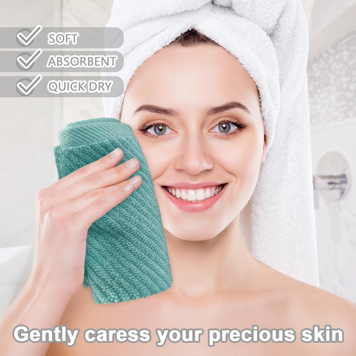 Wash Cloths for Your Face, 6 Pack Large 13"x13" - 100% Cotton | Lightweight | Thick | Quick Dry |