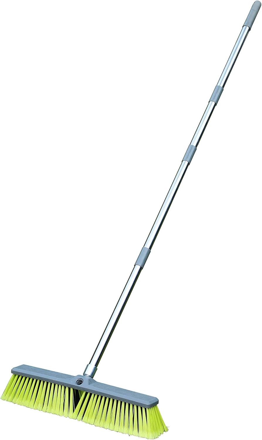 PHYEX Upgraded 18" Push Broom with Adjustable Long Handle, Total Length is 55", Multi-Surface Floor