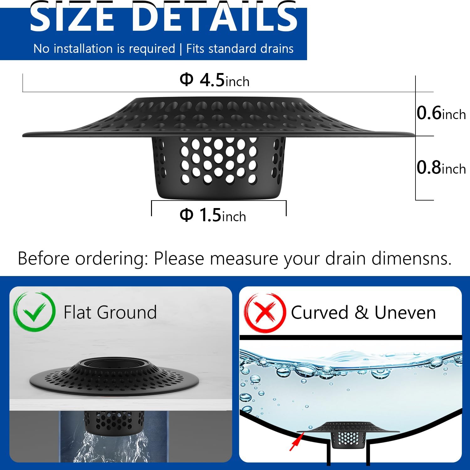 MFTEK Drain Hair Catcher Tub Drain Protector, Stainless Steel Bathtub Shower Drain Hair Stopper