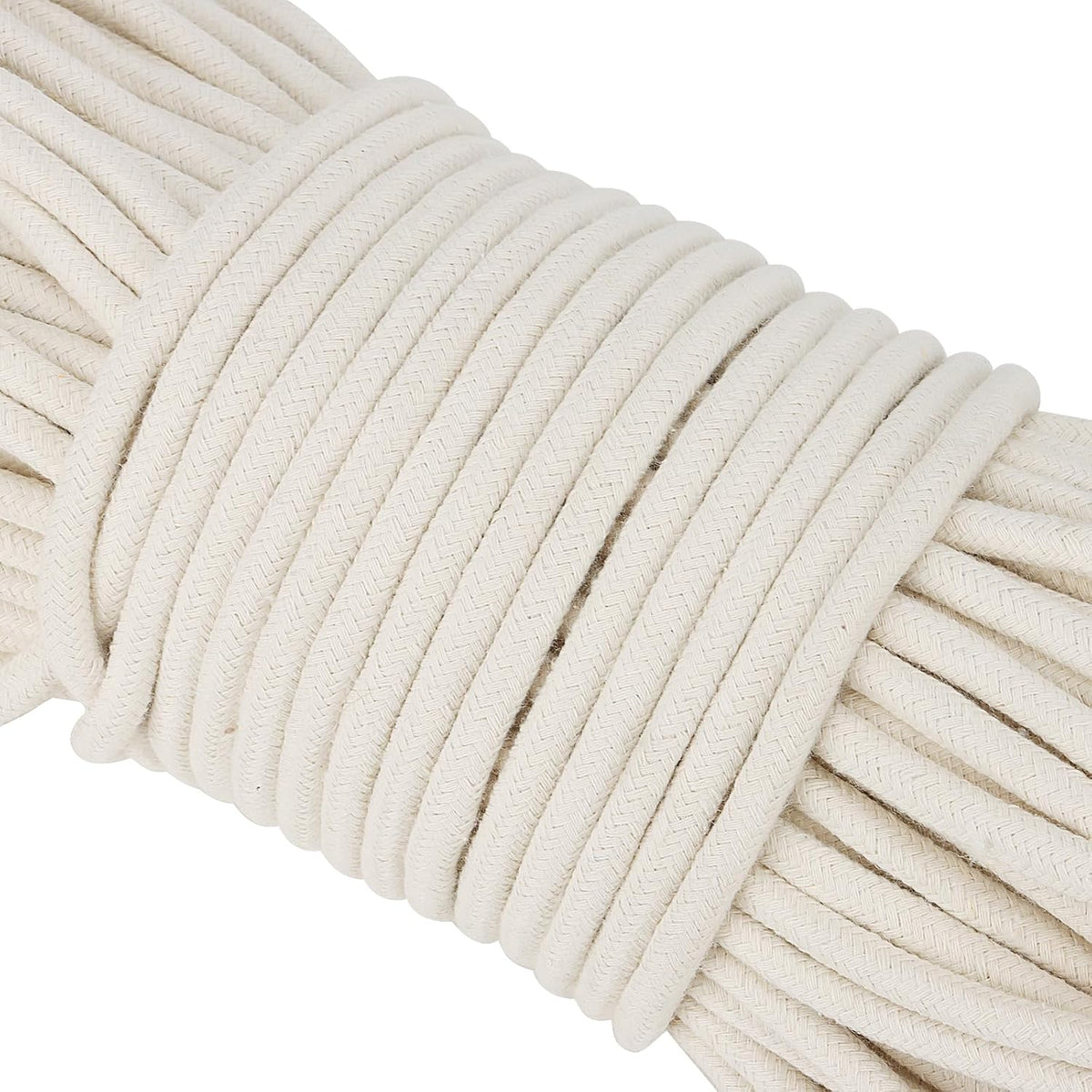 SOUJAP 328 Feet 5/16 Inch Cotton Rope, White Cotton Sash Cord, 8mm Thick Cotton Clothesline Rope