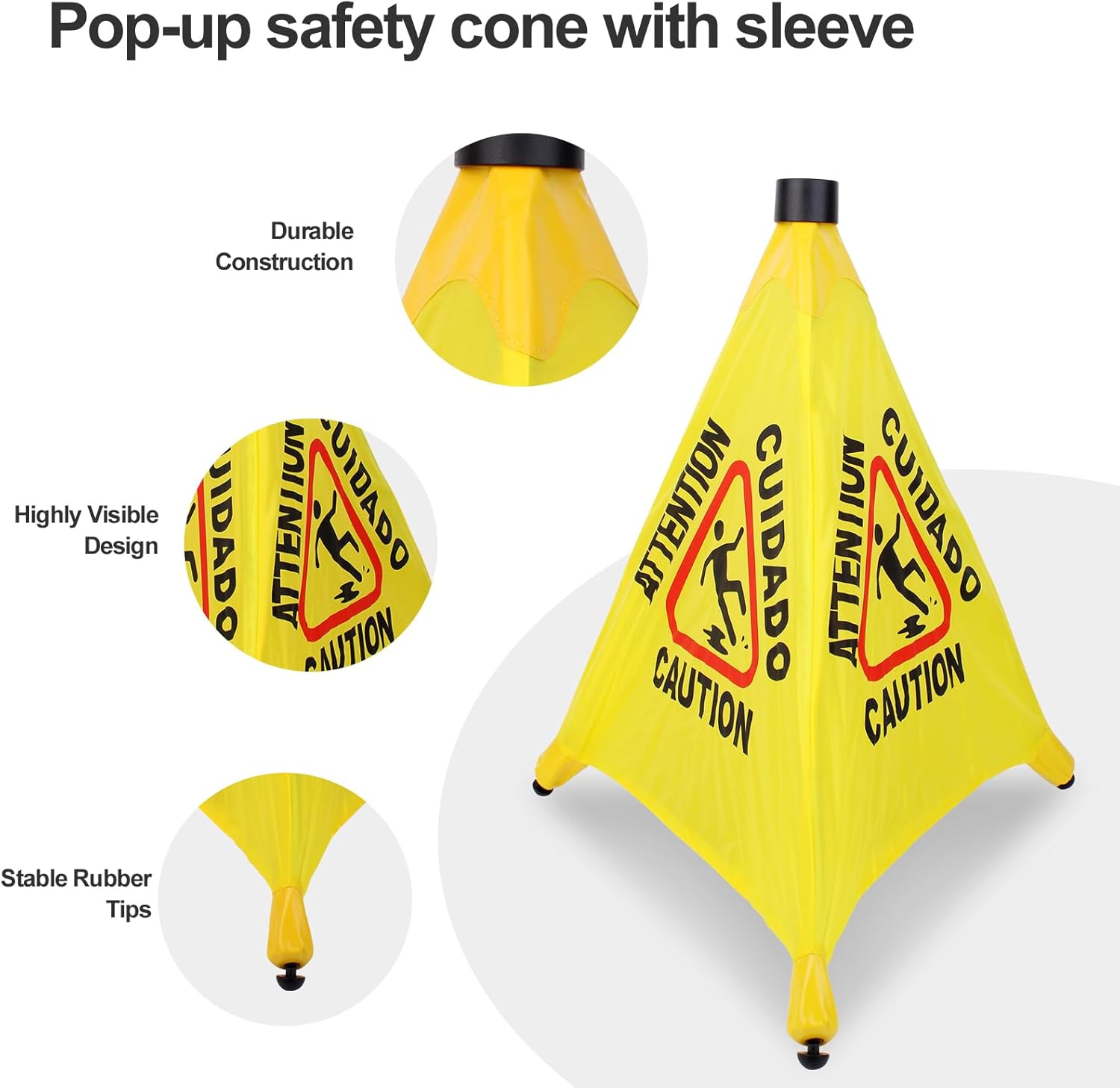 6 Pcs 20 inch Pop up Wet Floor Sign with Storage Tube, Wet Safety Signs Commercial Caution Safety