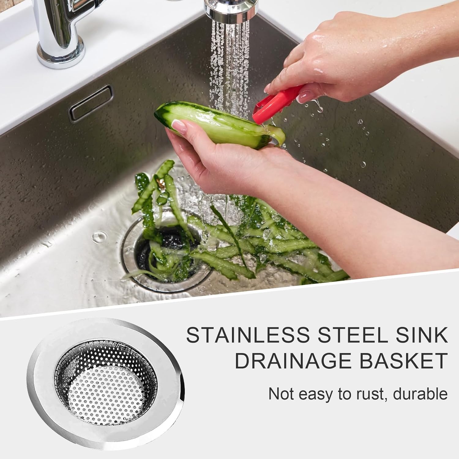 3pcs Heavy Duty Stainless Steel Slop Basket Filter Trap, 4.5" Top / 2.95" Mesh Metal Sink