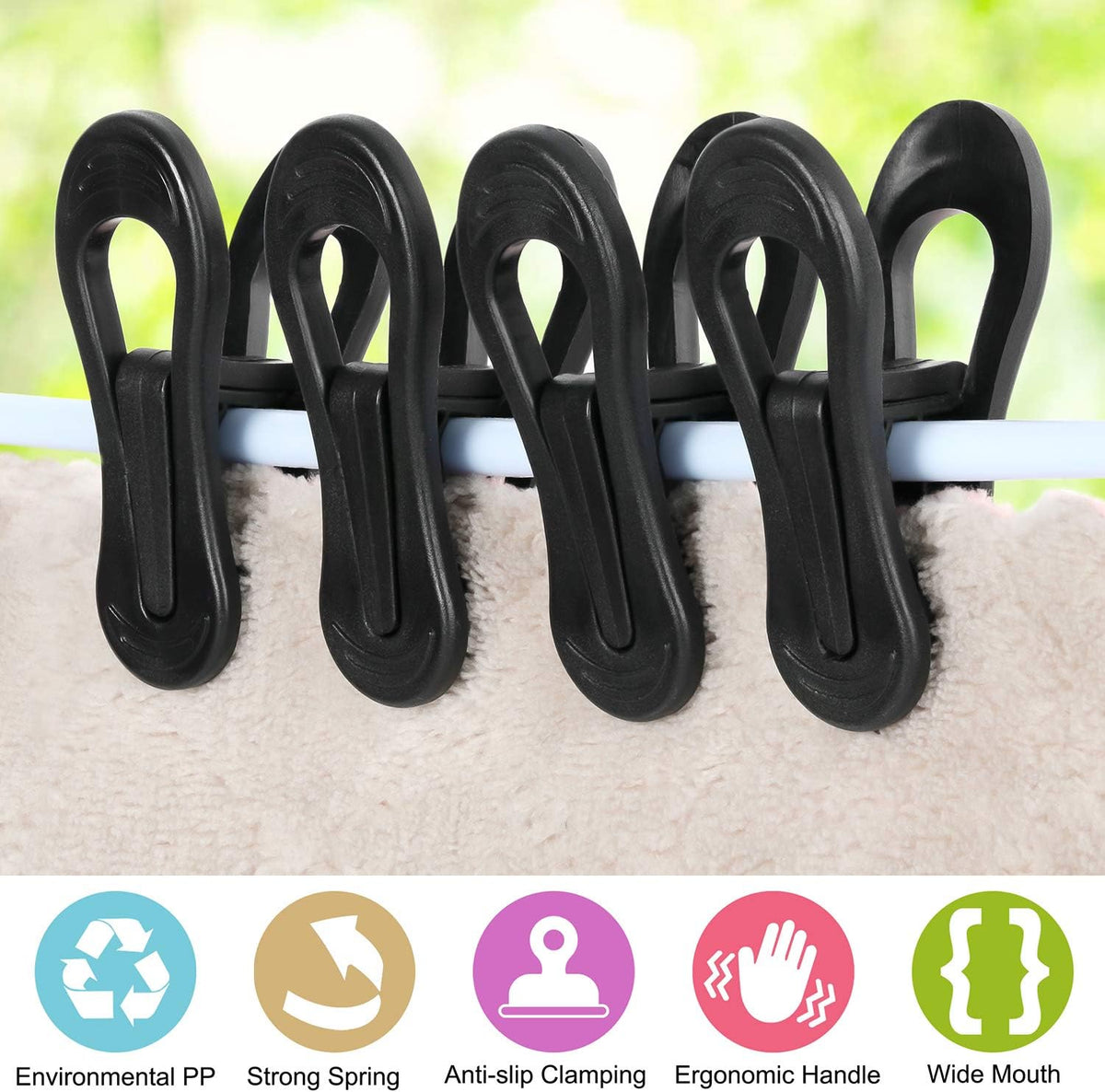 Tinfol Black Plastic Hanger Clips, 24PC Strong Pinch Grip Coat Clips for Skirt Pant Hangers