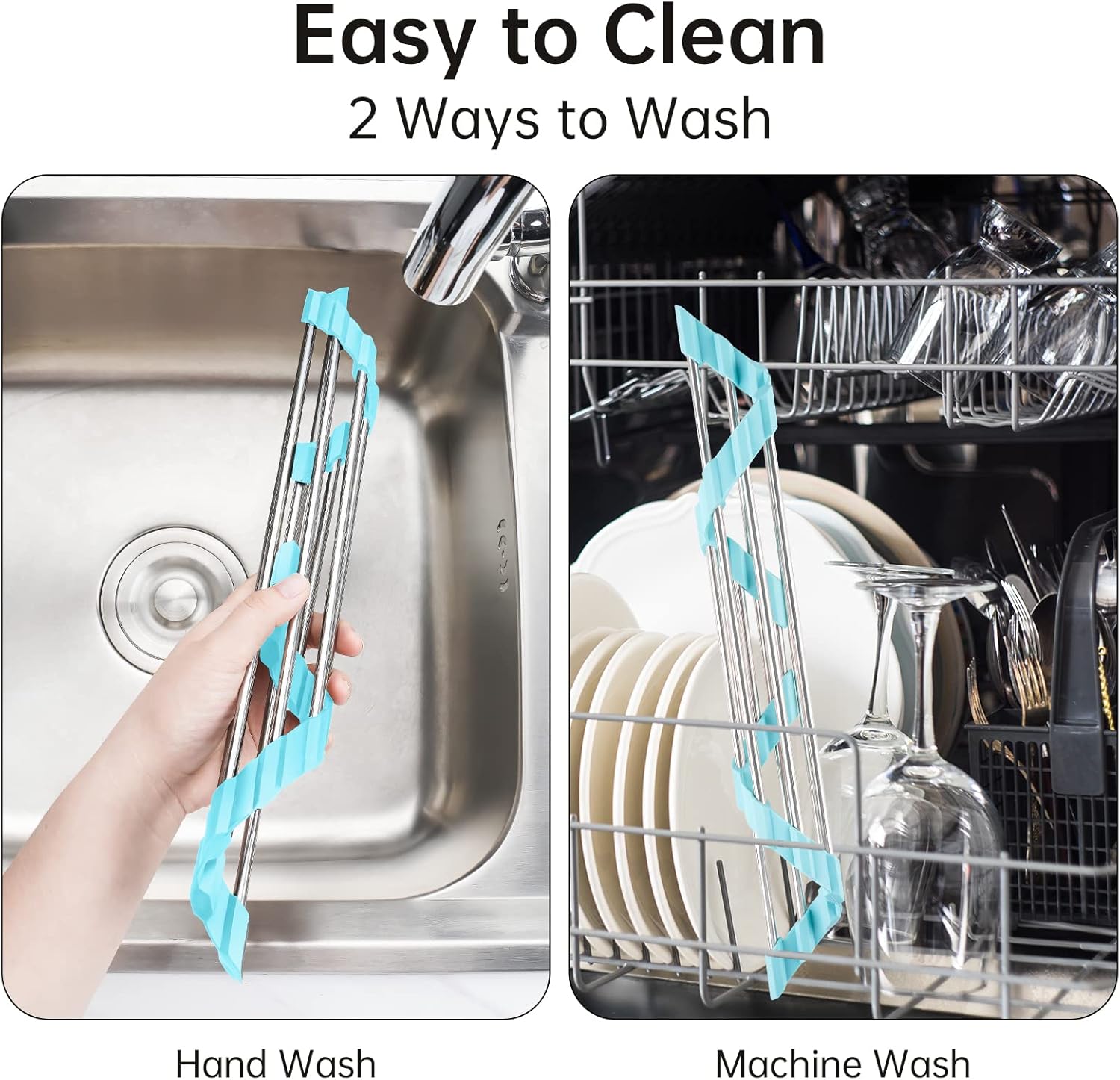 Tomorotec Green Triangle Roll-Up Dish Drying Rack for Sink Corner - Small, Foldable, Stainless
