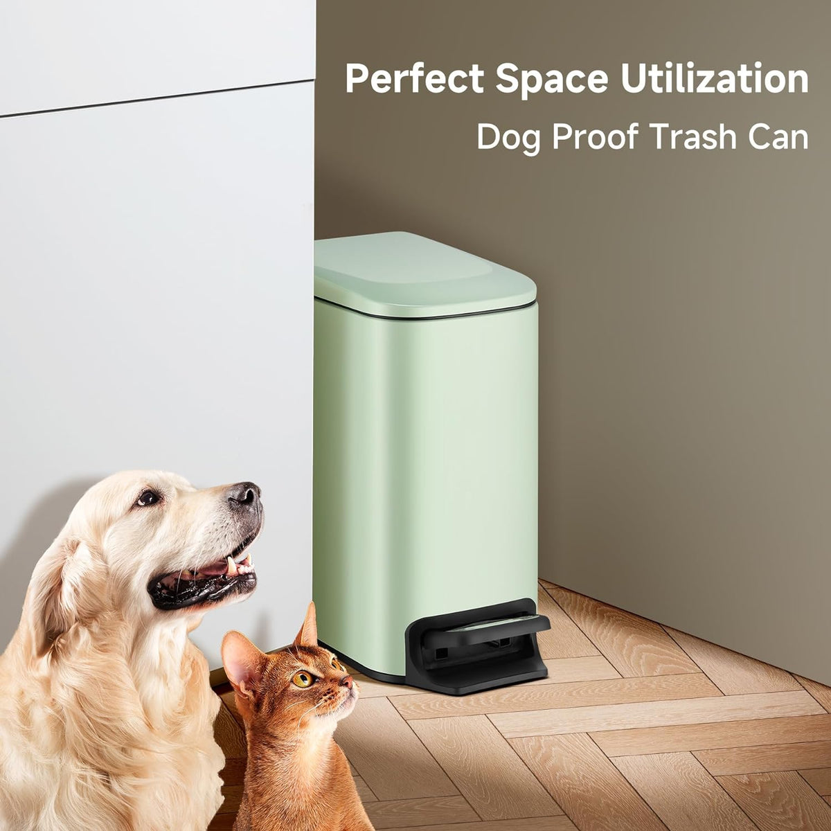 TIPGO Slim Bathroom Trash Can with Lid Soft Close, 6 Liter / 1.6 Gallon Stainless Steel Garbage Can