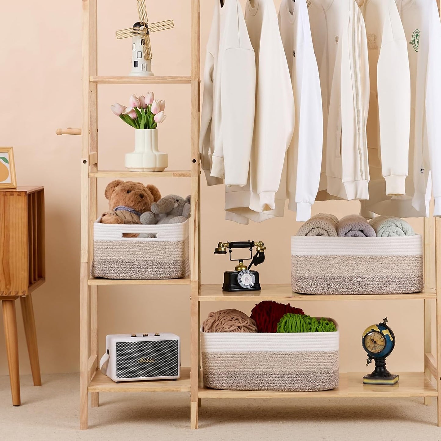 Large Storage Baskets for Organizing, Closet Shelf Baskets for Clothes Blanket Towels, Baby