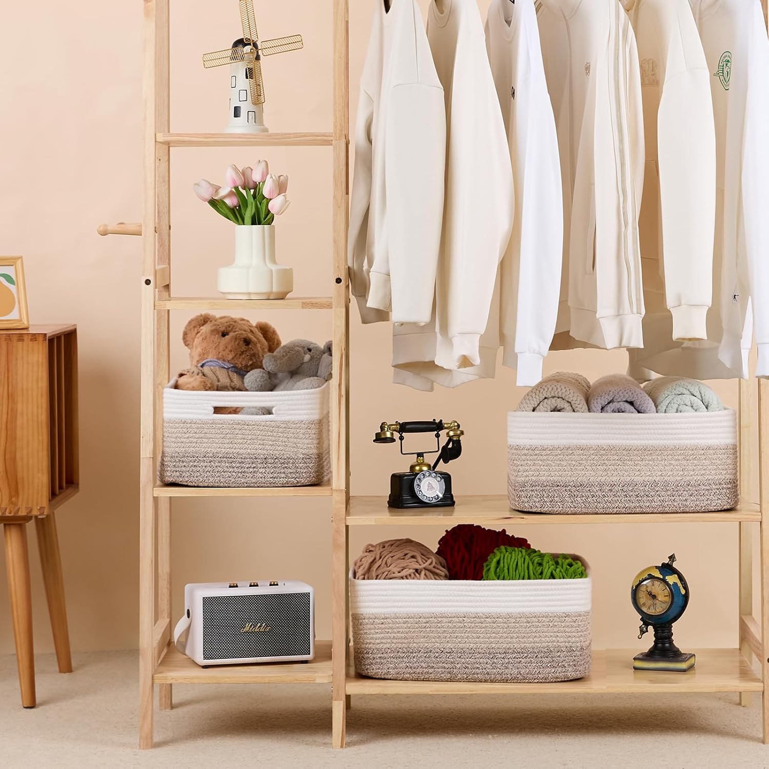 Large Storage Baskets for Organizing, Closet Shelf Baskets for Clothes Blanket Towels, Baby