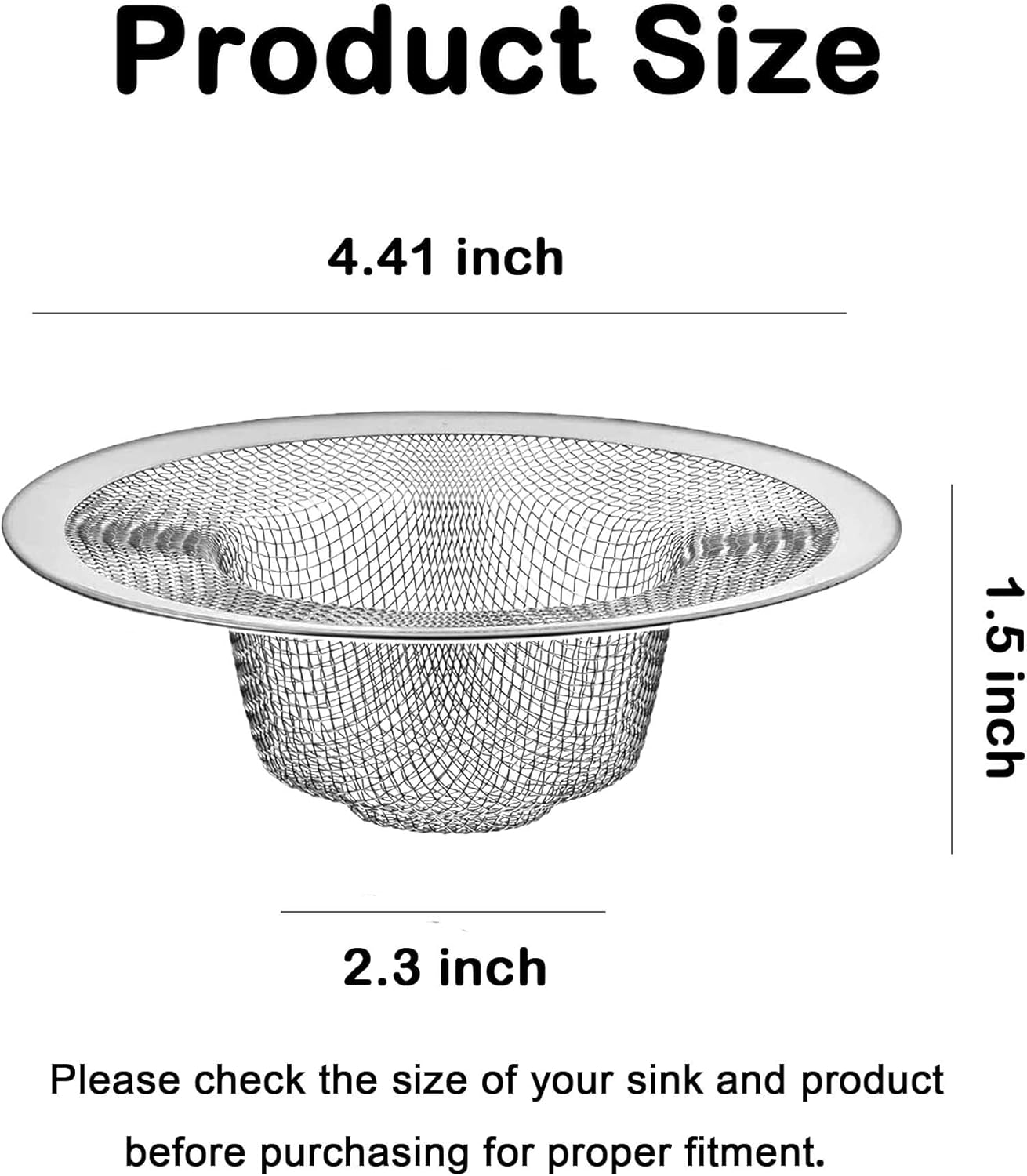 10Pcs Metal Mesh Kitchen Sink Strainer, 4.41" Stainless Steel Slop Basket Filter Trap Kitchen Sink