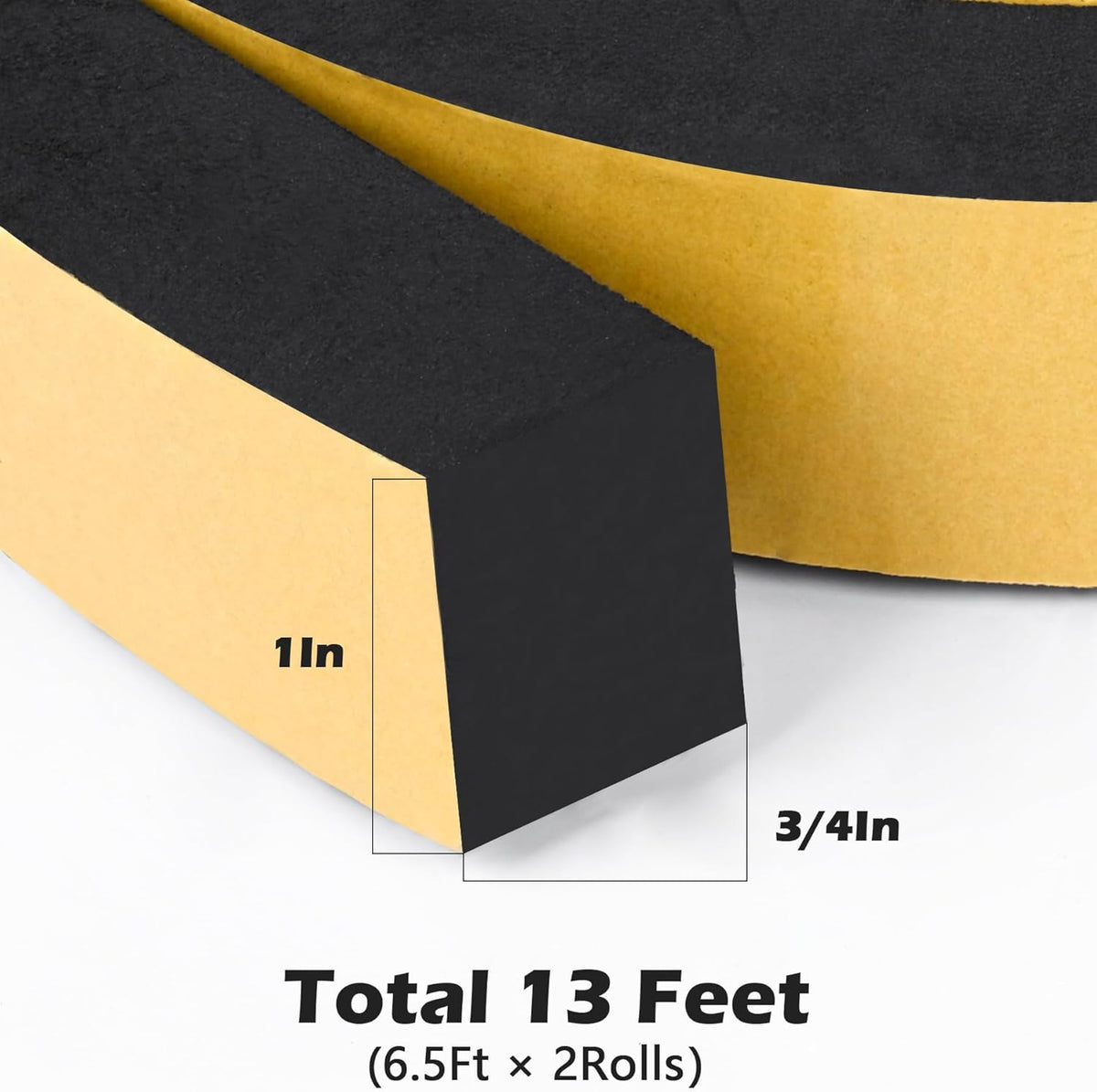 ToLanbbt Black Door Window Weather Stripping Self Adhesive Foam Tape High Density Foam Sealing