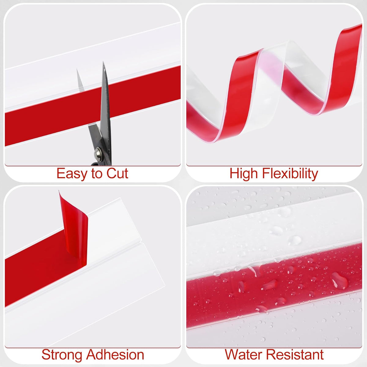 MYFAMIREA Door Weather Stripping 1IN (W) x 20FT (L) Door Draft Stopper Seal Tape Silicone Seal